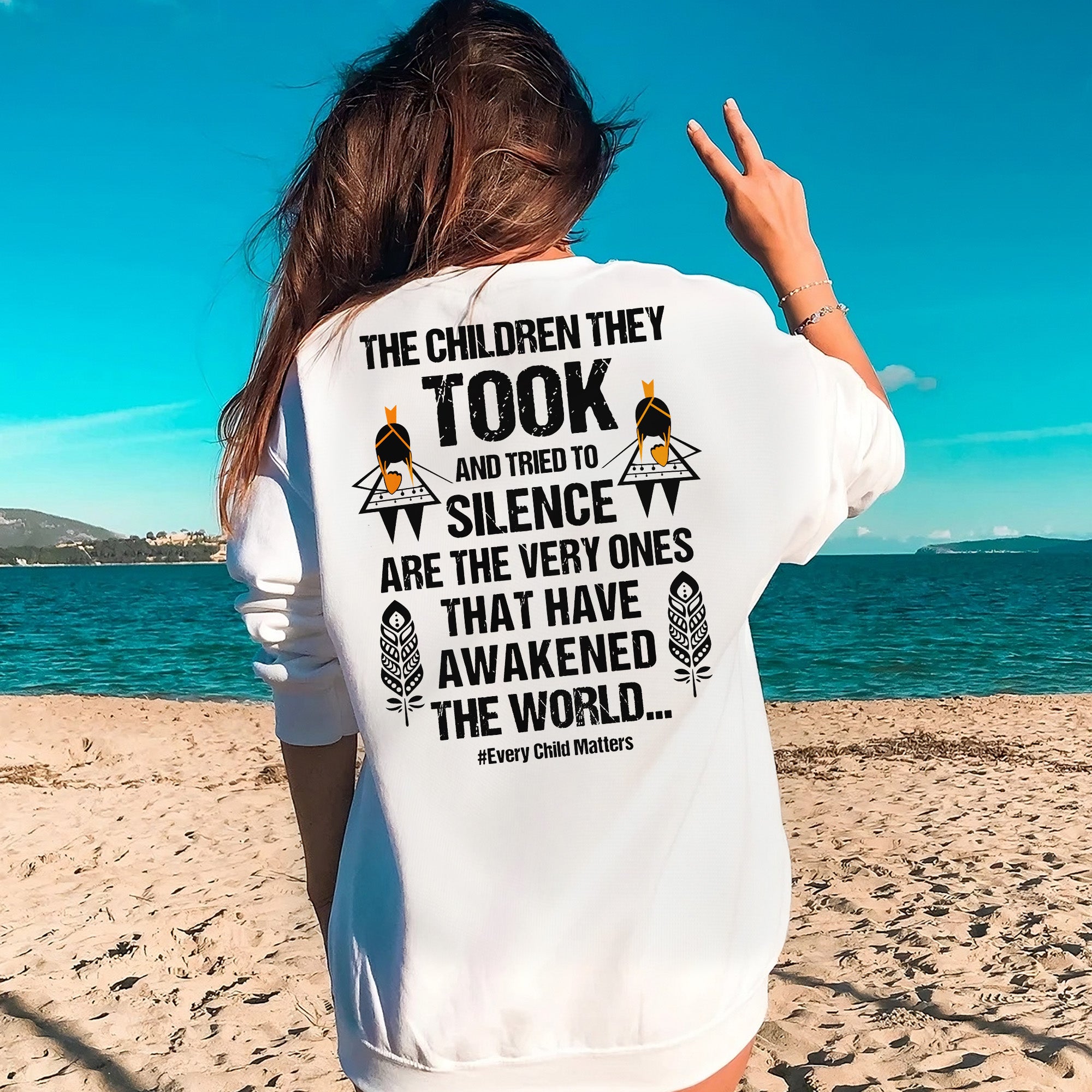[Two Sides] They Tried To Silence Us Every Child Matters Orange Unisex T-shirt/T-shirt V-Neck/Hoodie/Sweatshirt/Long Sleeve