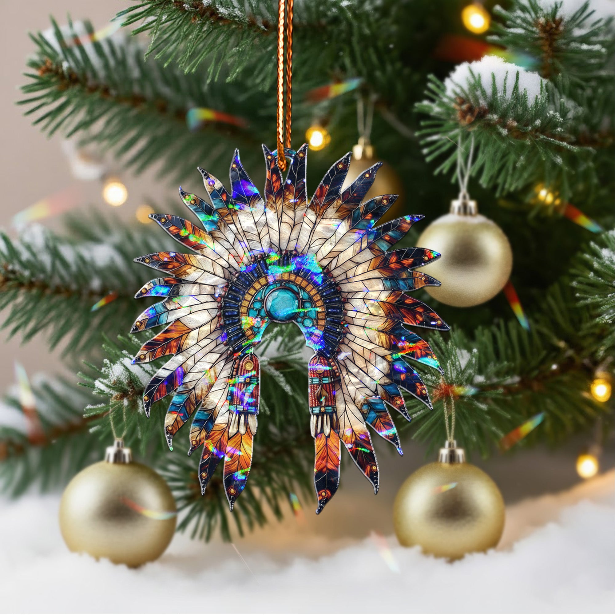 Wavy Acrylic Chief Headdress Suncatcher Ornament Unique Christmas Gift Decor