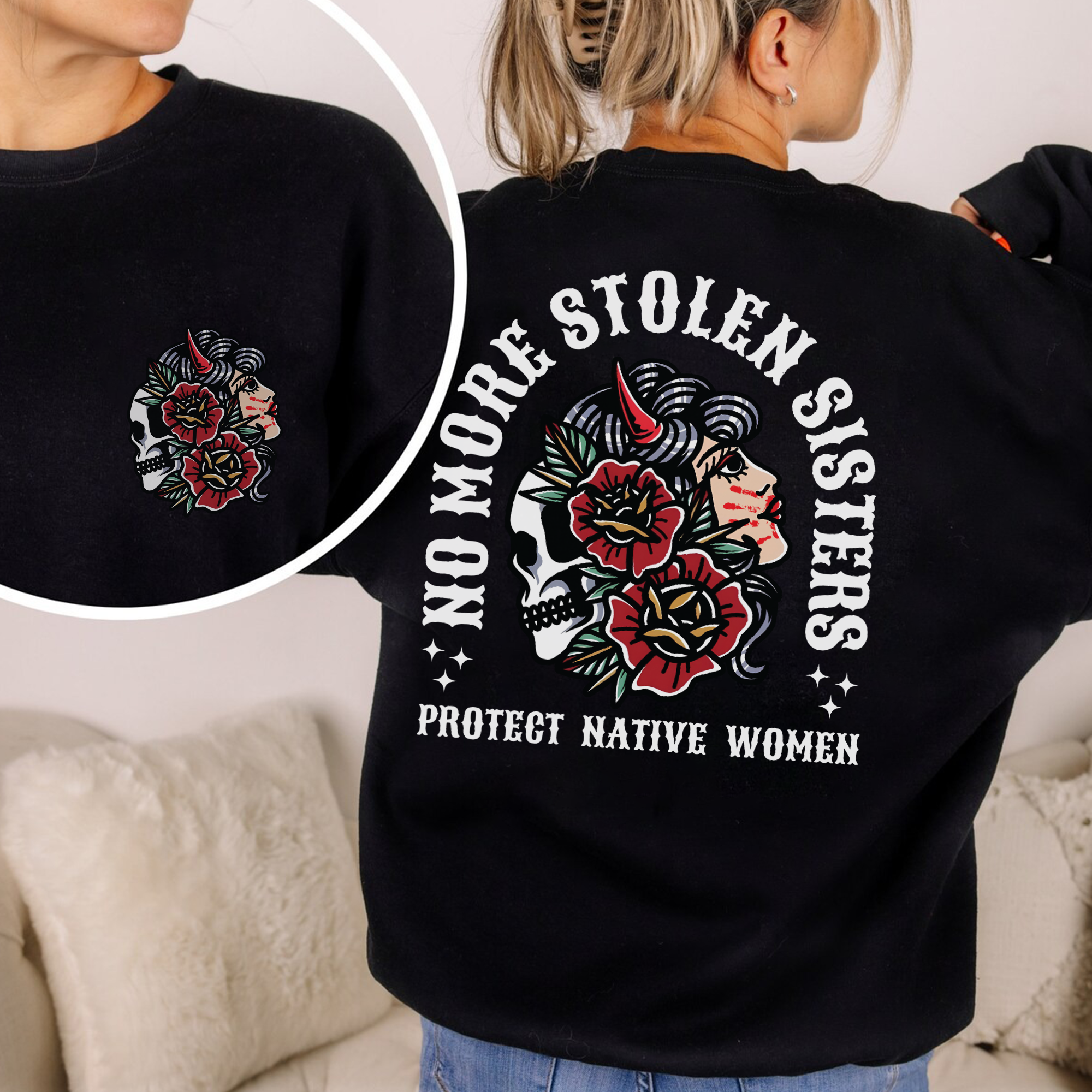 No More Stolen Sisters - Protect Native Women- Unisex T-Shirt/T-Shirt V-Neck/Hoodie/Sweatshirt - Two Sides