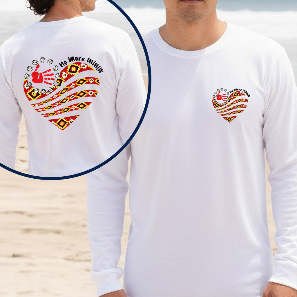 [Two Sides] No More MMIW Tank Top - Native American Heart and Red Hand Unisex Tank Top/Long Sleeve/Hoodie Zip