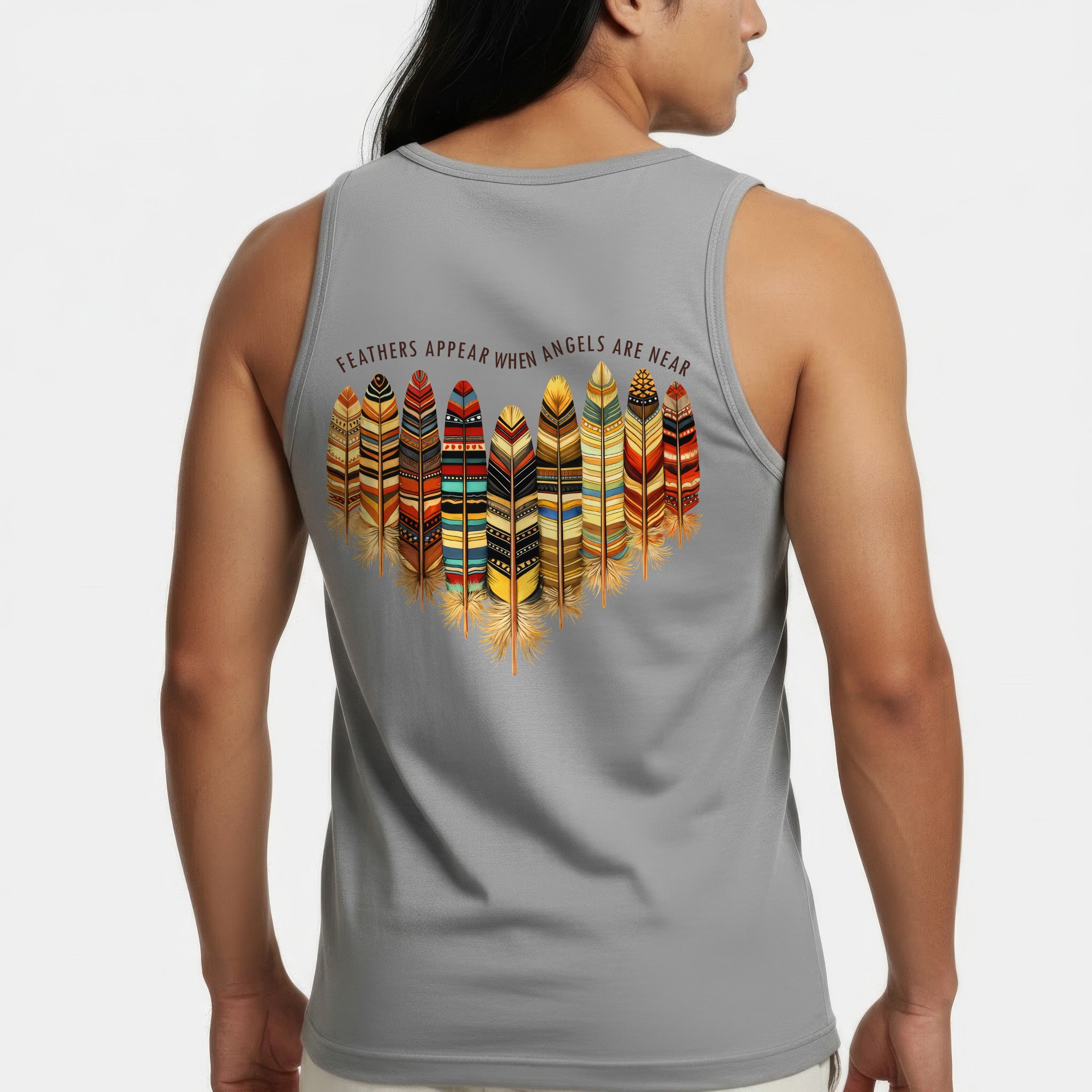 [Two Sides] Feathers Appear When Angels Are Near – Indigenous Women Native American Unisex Tank Top/Long Sleeve/Hoodie Zip