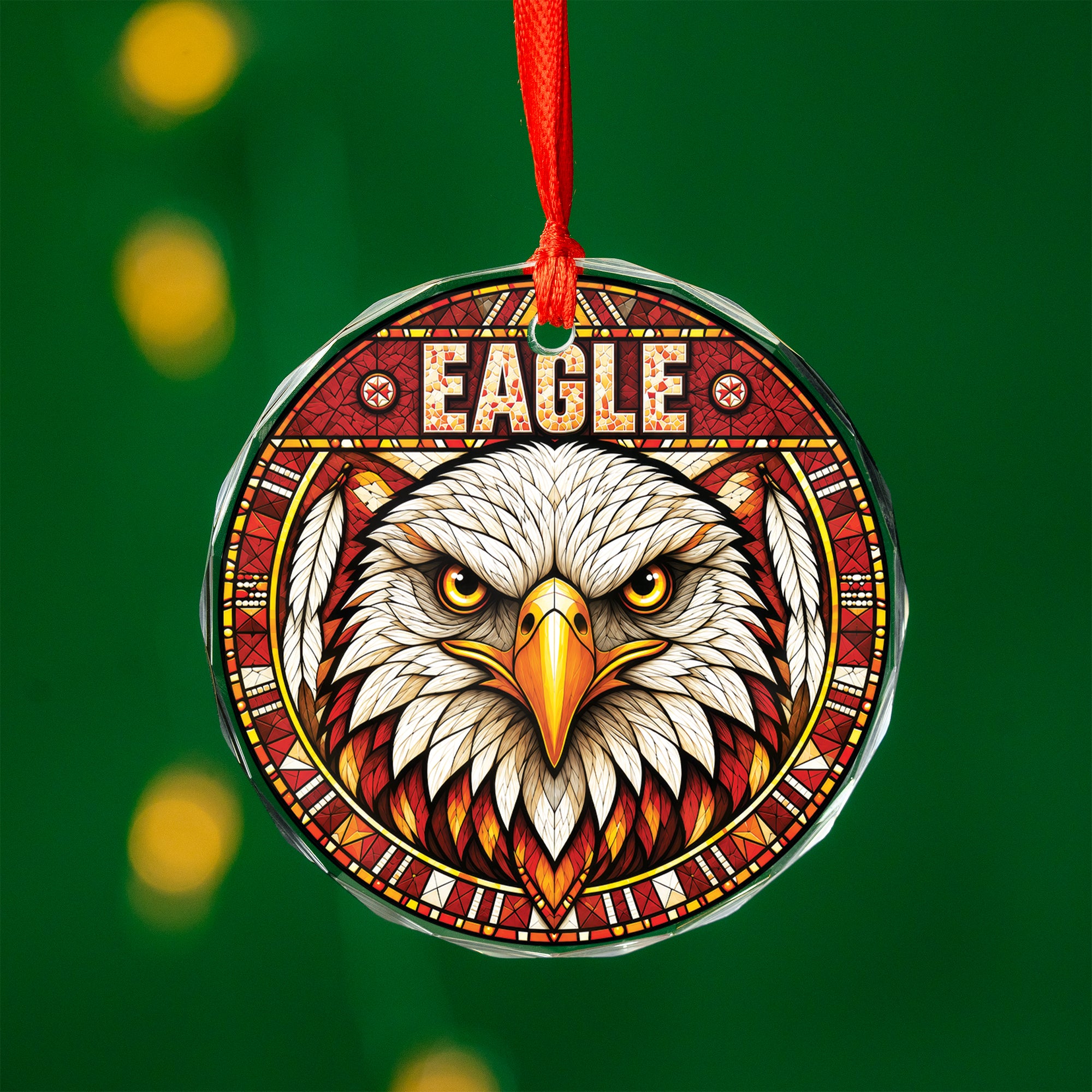 Eagle Spirit Native Tribal Glass Ornament – Indigenous Art Decor