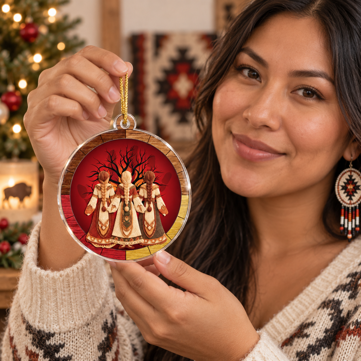 Three Sisters Ornament Native American Sacred Sisterhood Unique Gift Decor Flat Acrylic
