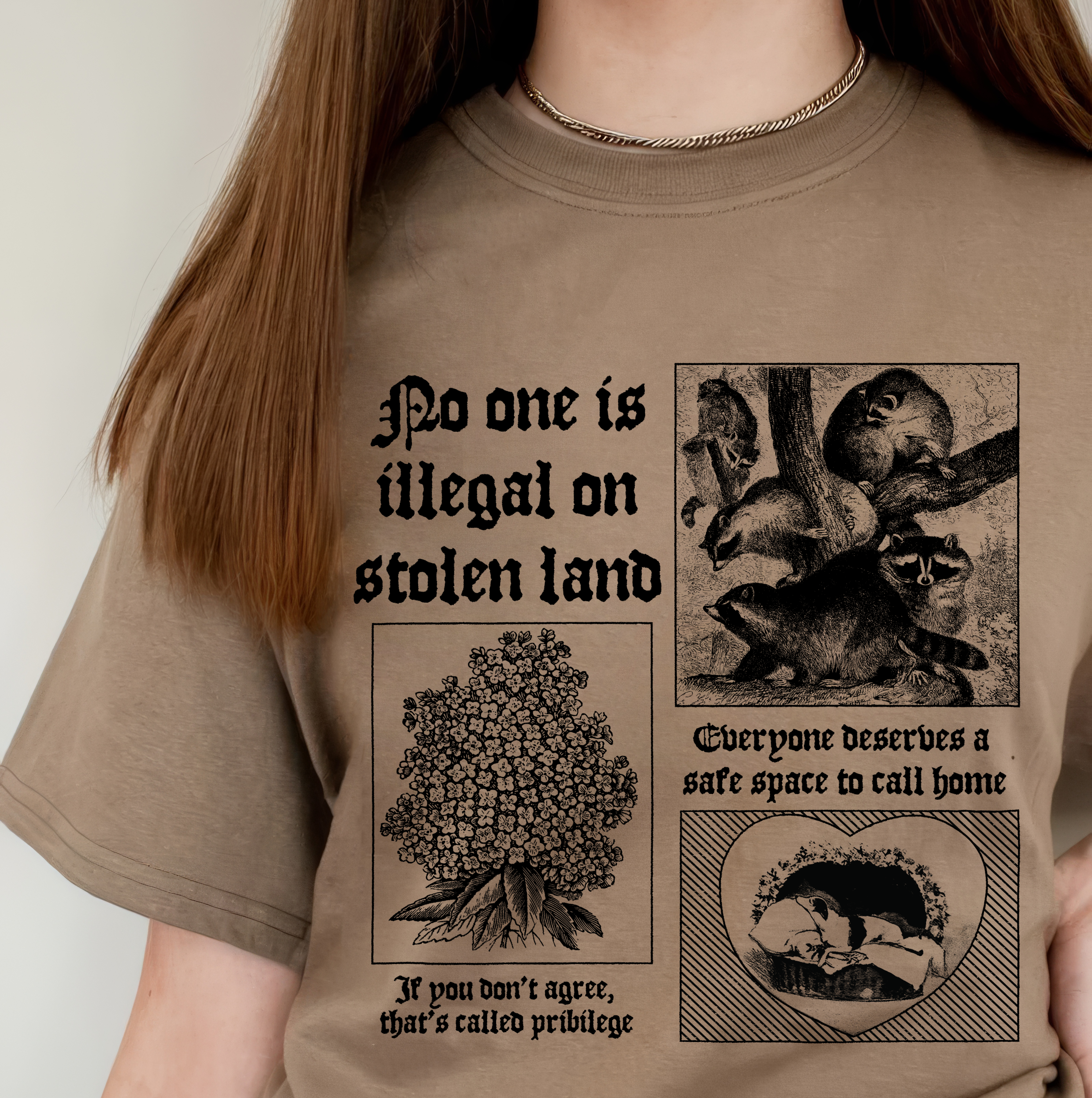No One Is Illegal On Stolen Land Unisex T-Shirt/T-Shirt V-Neck/Hoodie/Sweatshirt – For Social Justice Advocates