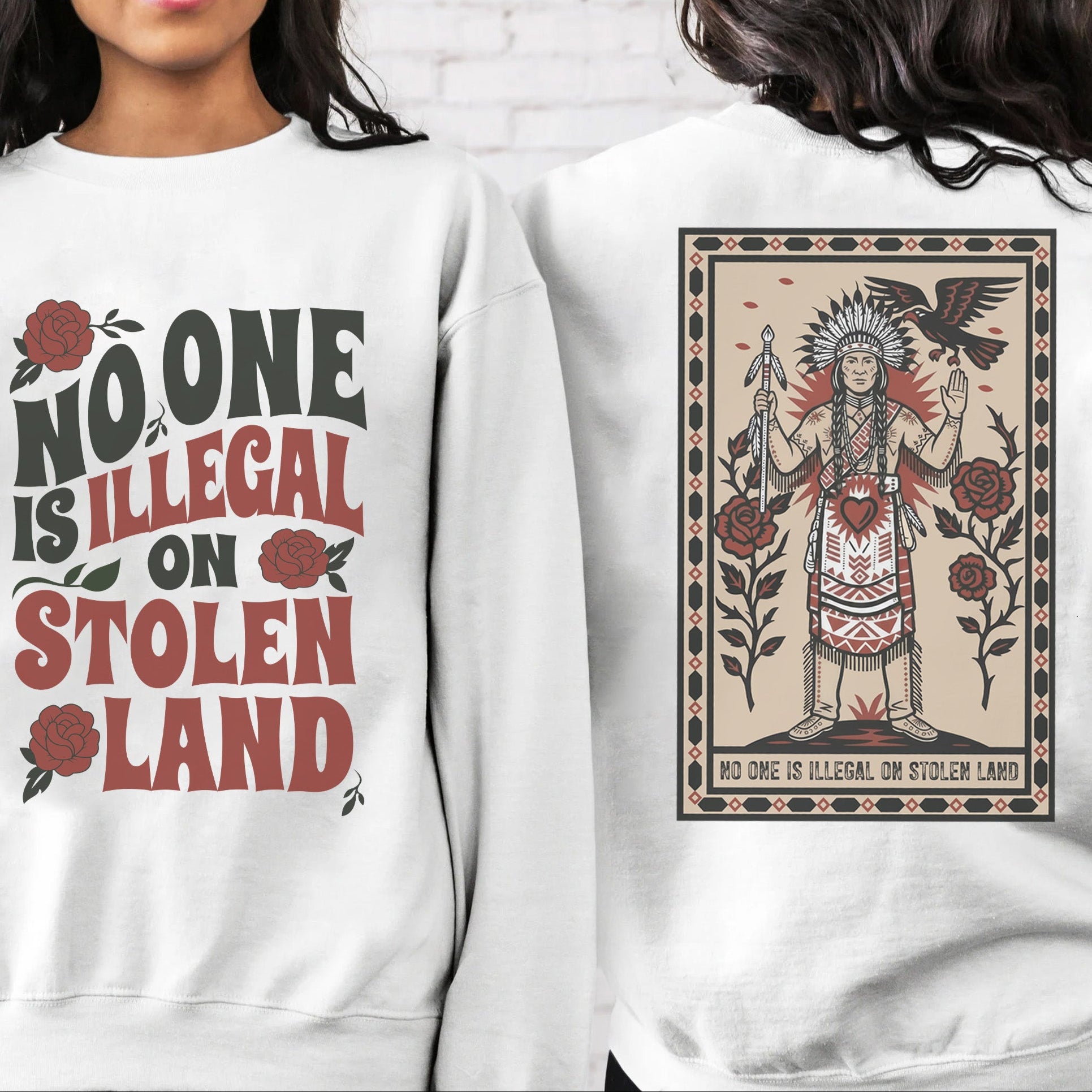 [Two Sides] No One Is Illegal On Stolen Land - Unisex T-Shirt/T-Shirt V-Neck/Hoodie/Sweatshirt N52