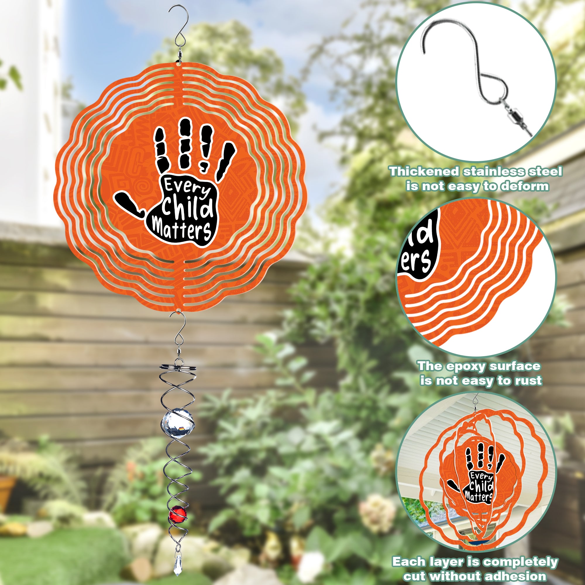 Colorful Native American Every Child Matters Handprint Wind Spinner 016