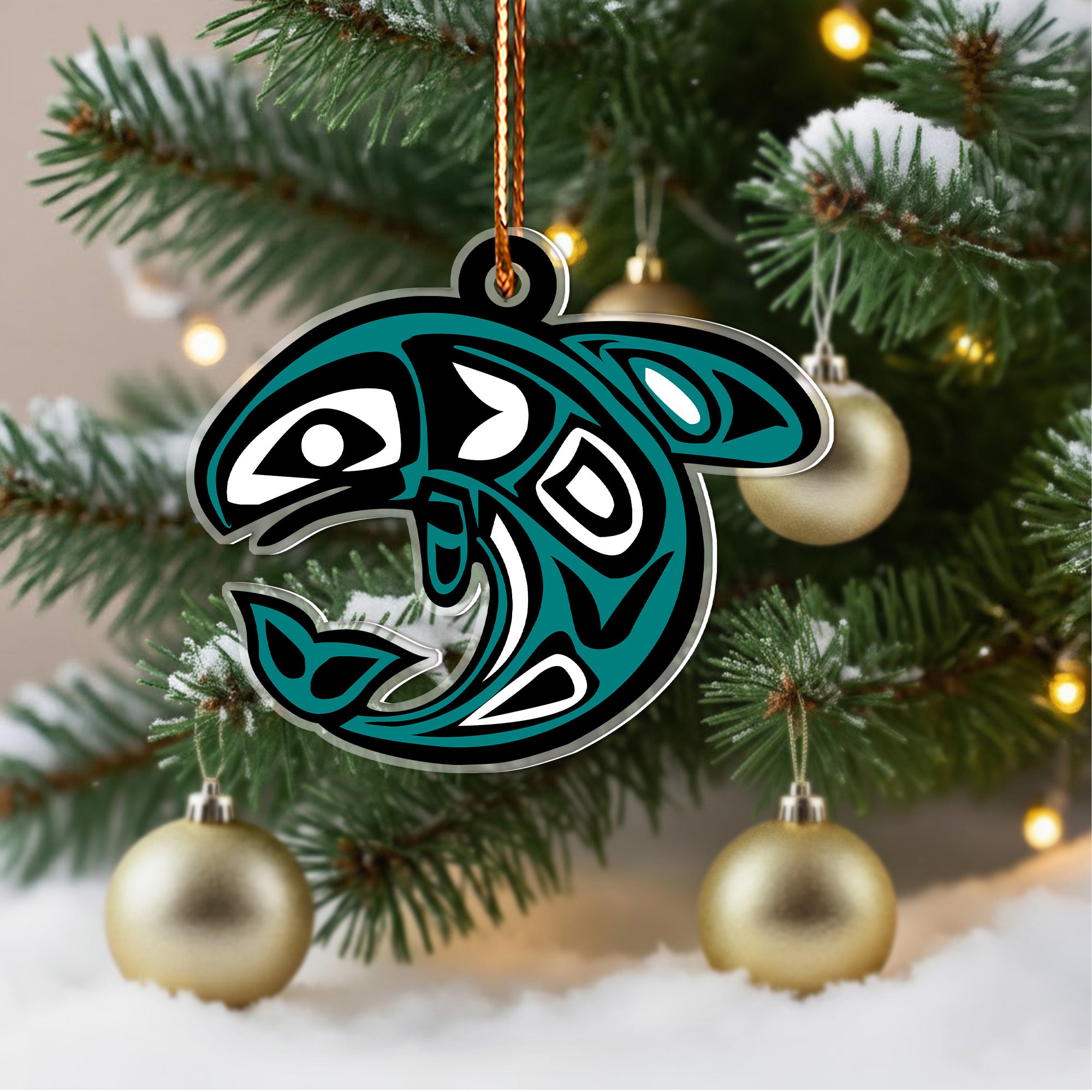 Tribal Orca Spirit Ornament Native American Unique Christmas Gift Decor Flat Acrylic