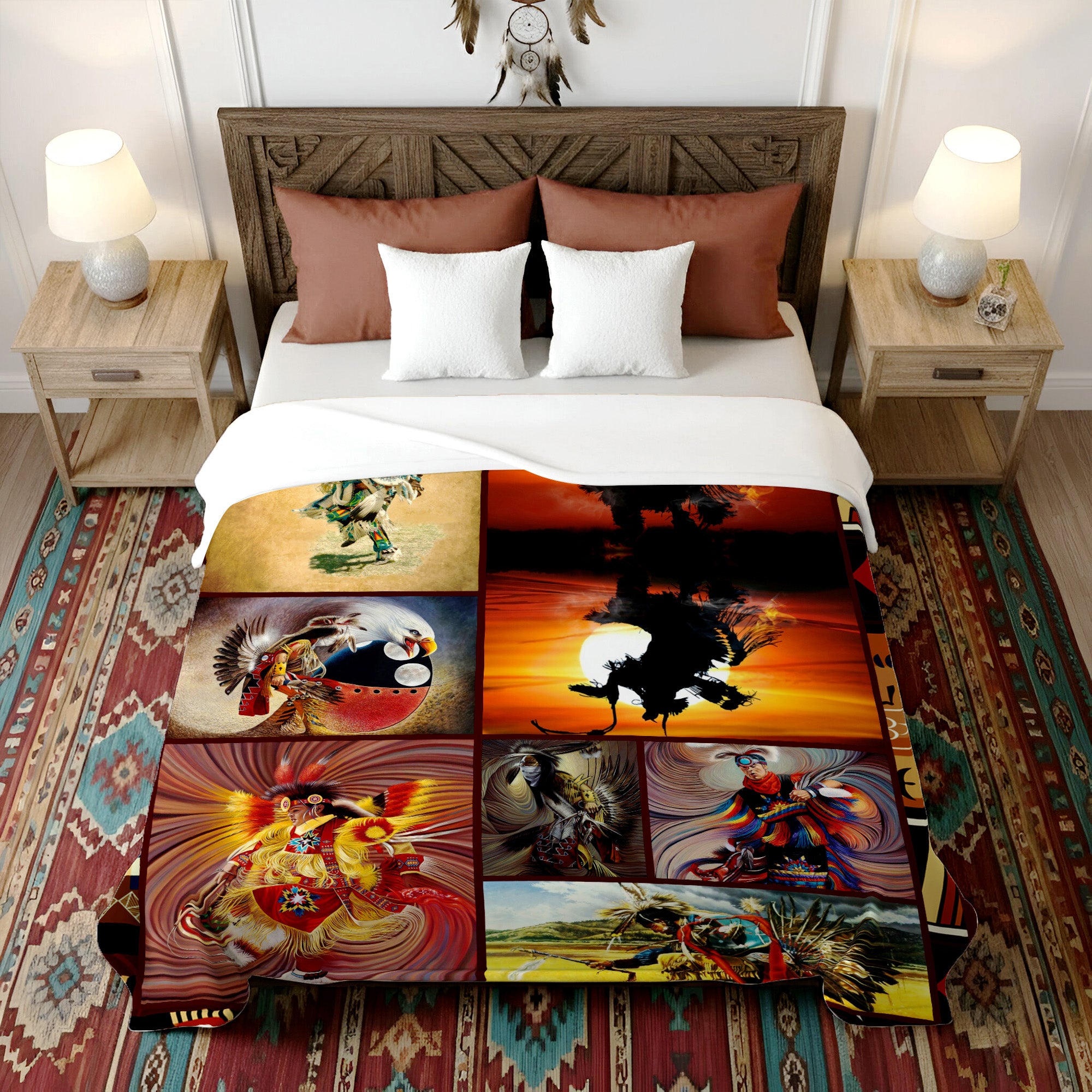 Native American Style Dawm Dance Soft And Warm Premium Fleece Blanket