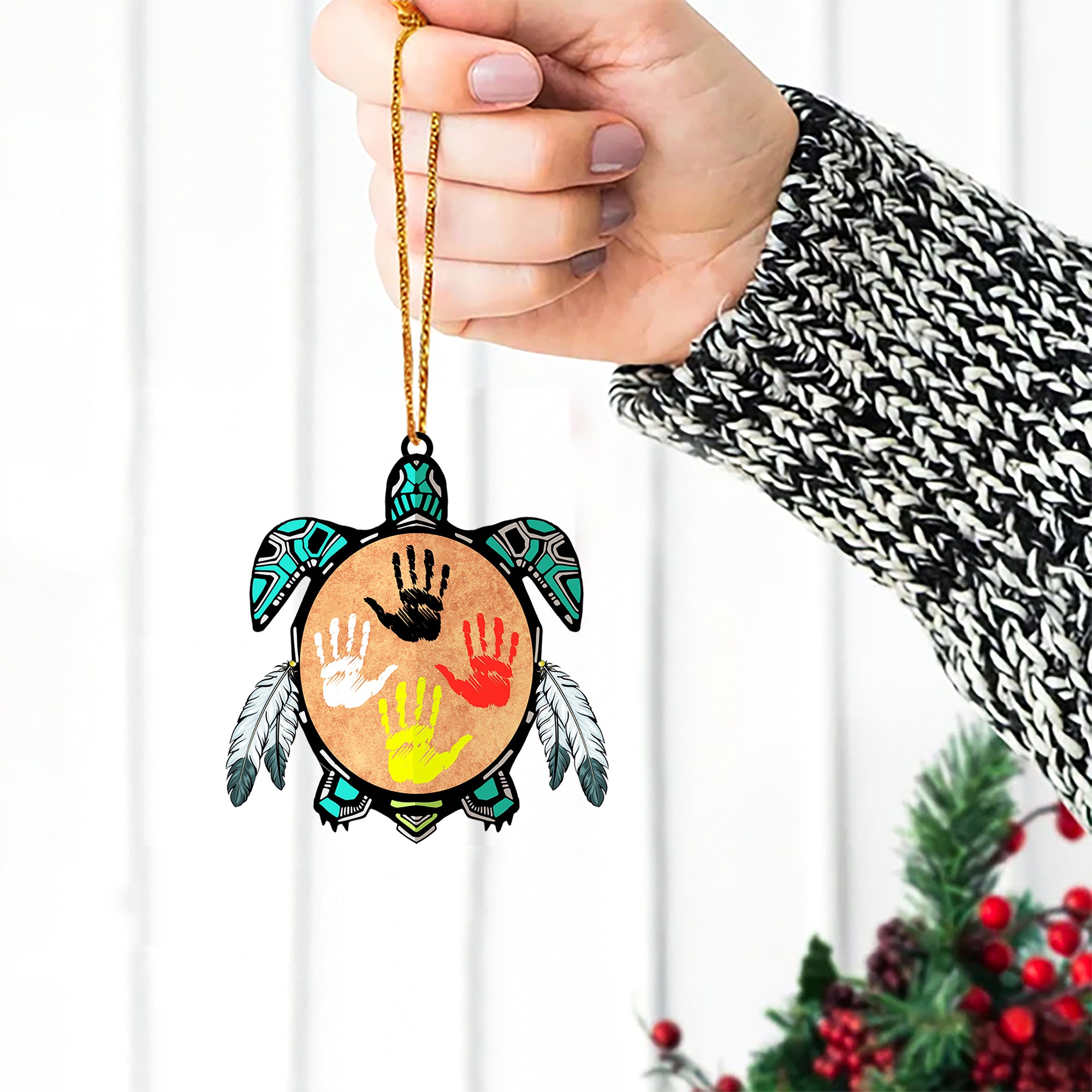 Sacred Turtle Handprint Native American - Unique Christmas Gift Decor Flat Acrylic