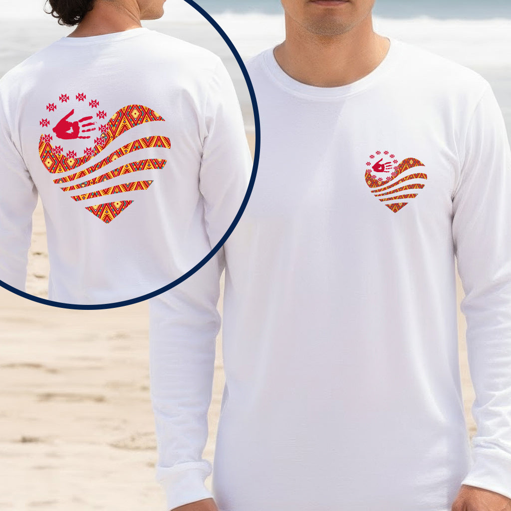 [Two Sides] Red Hand Heart of Culture Native American Unisex Tank Top/Long Sleeve/Hoodie Zip
