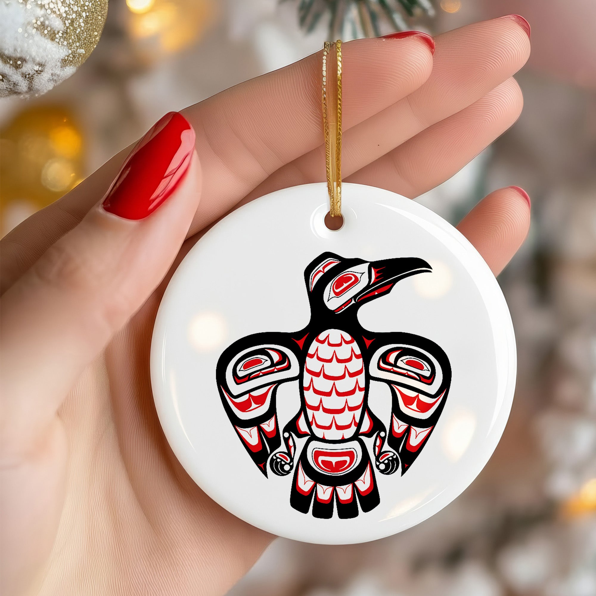 Native Eagle Spirit Ceramic Ornament – Handcrafted Indigenous Art Decoration