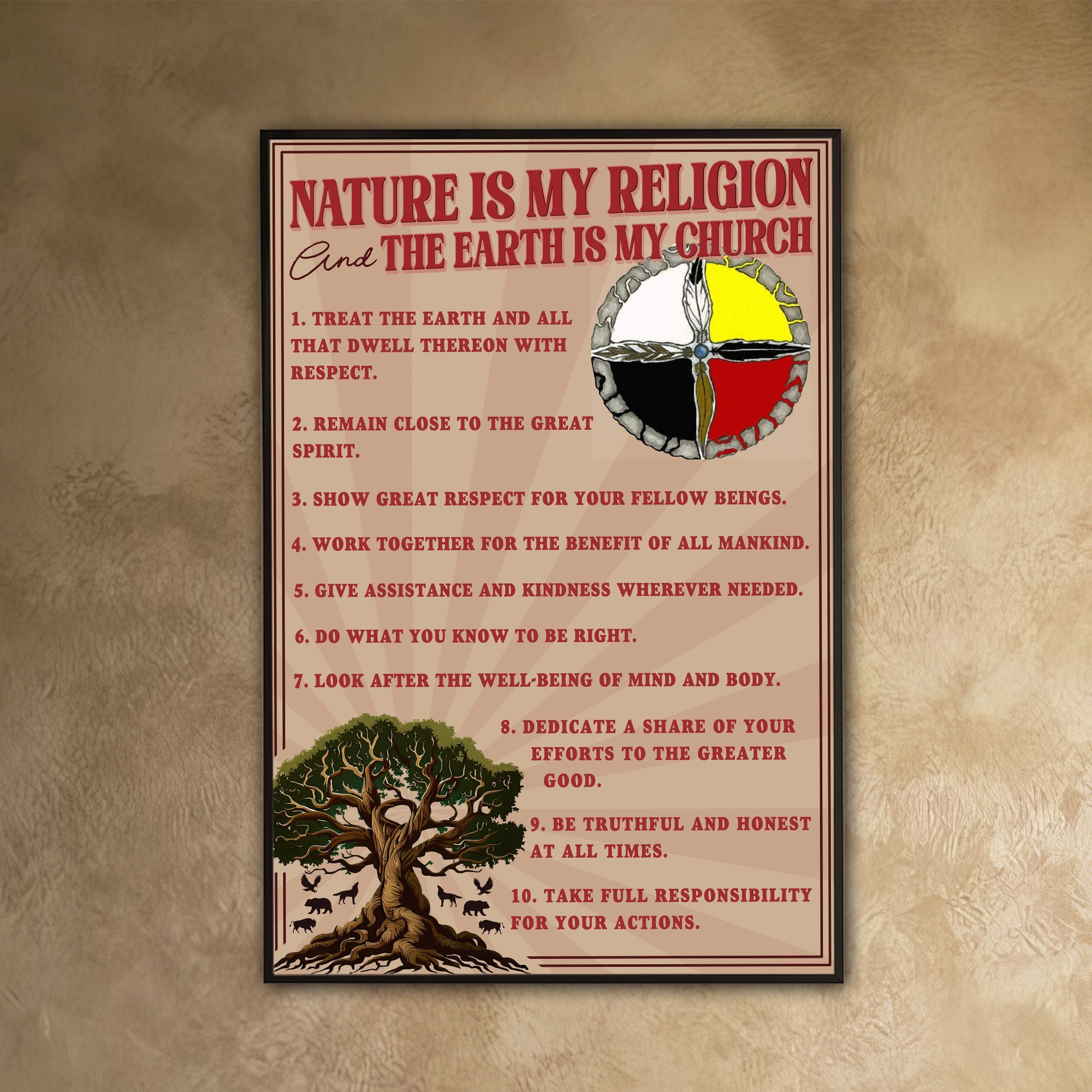 The Ten Native American Commandments Of Chief Poster/Canvas