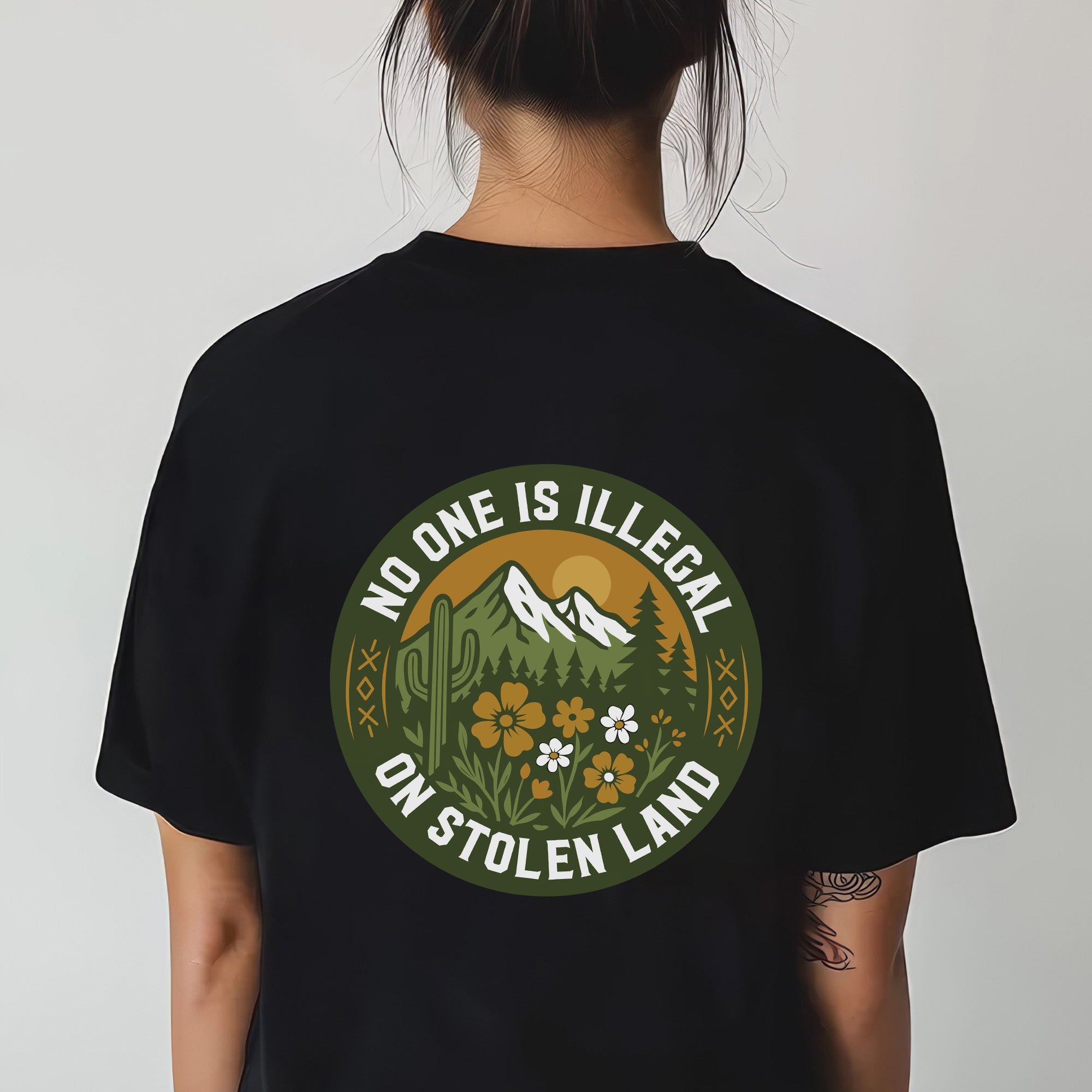 No One Is Illegal On Stolen Land - Unisex T-Shirt/T-Shirt V-Neck/Hoodie/Sweatshirt - Two Sides N62
