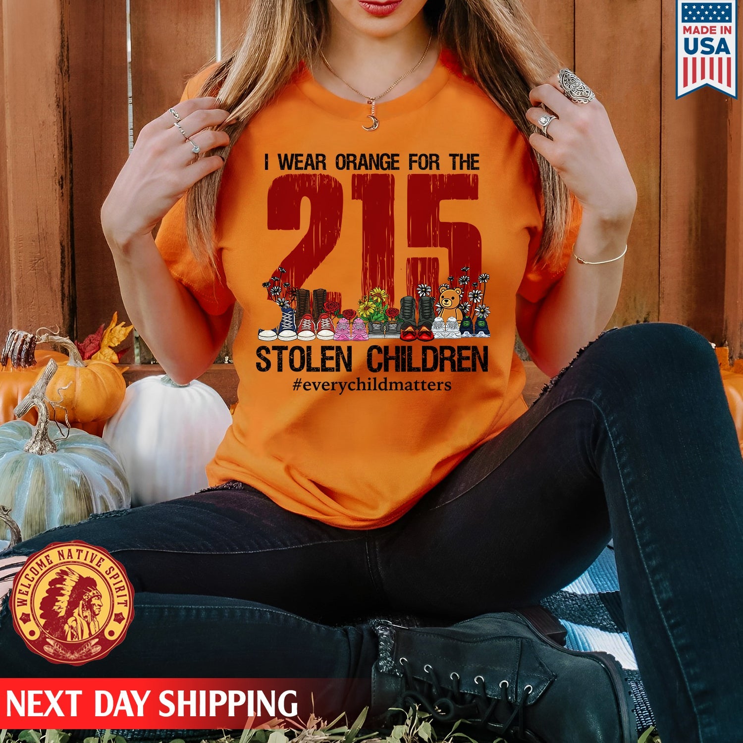 Every Child Matters I Wear Orange For The 215 Stolen Children For Orange Shirt Day Unisex T-Shirt/Hoodie/Sweatshirt