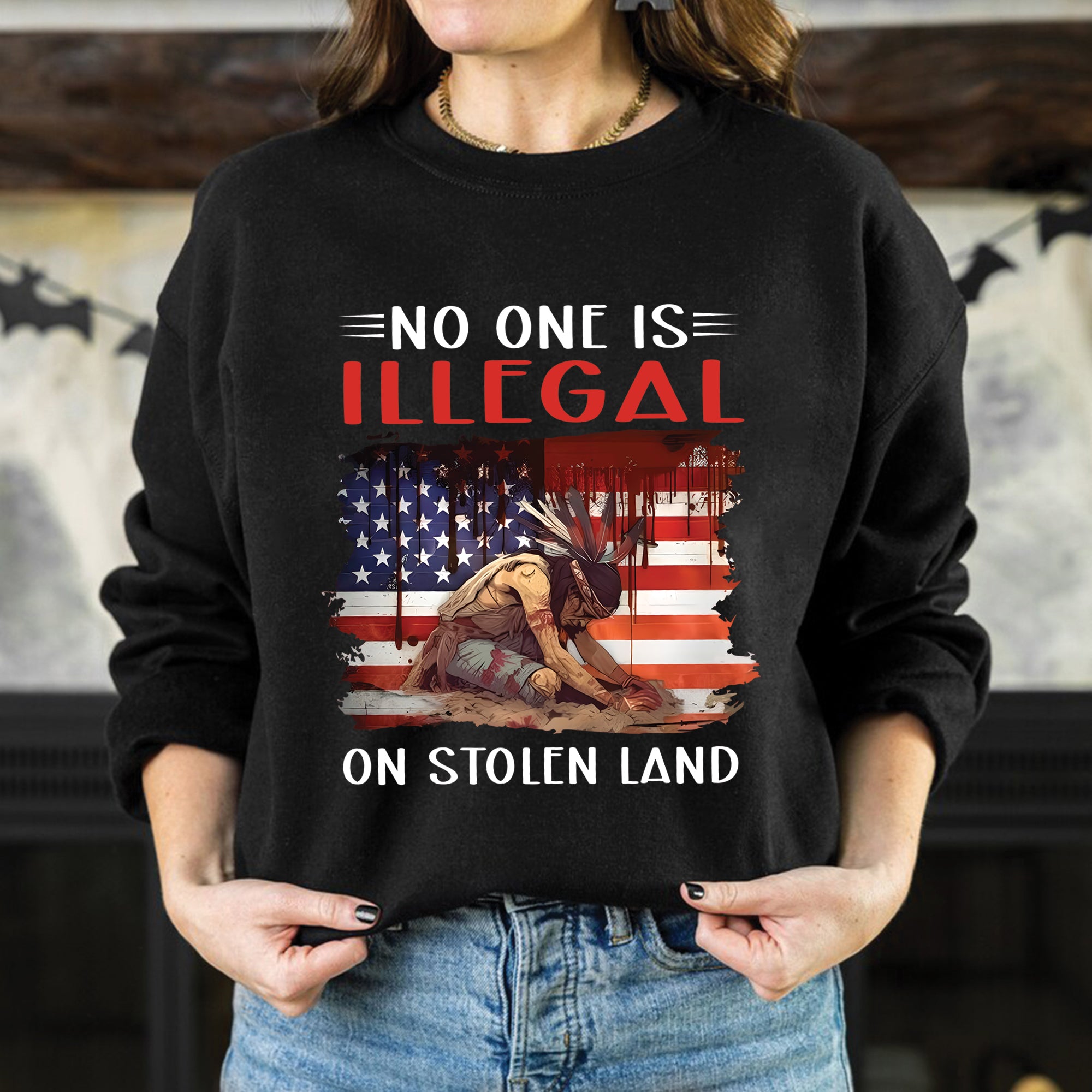 No One Is Illegal On Stolen Land - Unisex T-Shirt/T-Shirt V-Neck/Hoodie/Sweatshirt N41