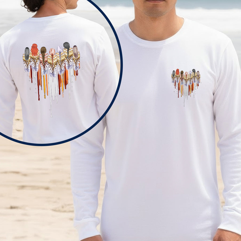 [Two Sides] Native American Feather Heart Indigenous Women Unisex Tank Top/Long Sleeve/Hoodie Zip