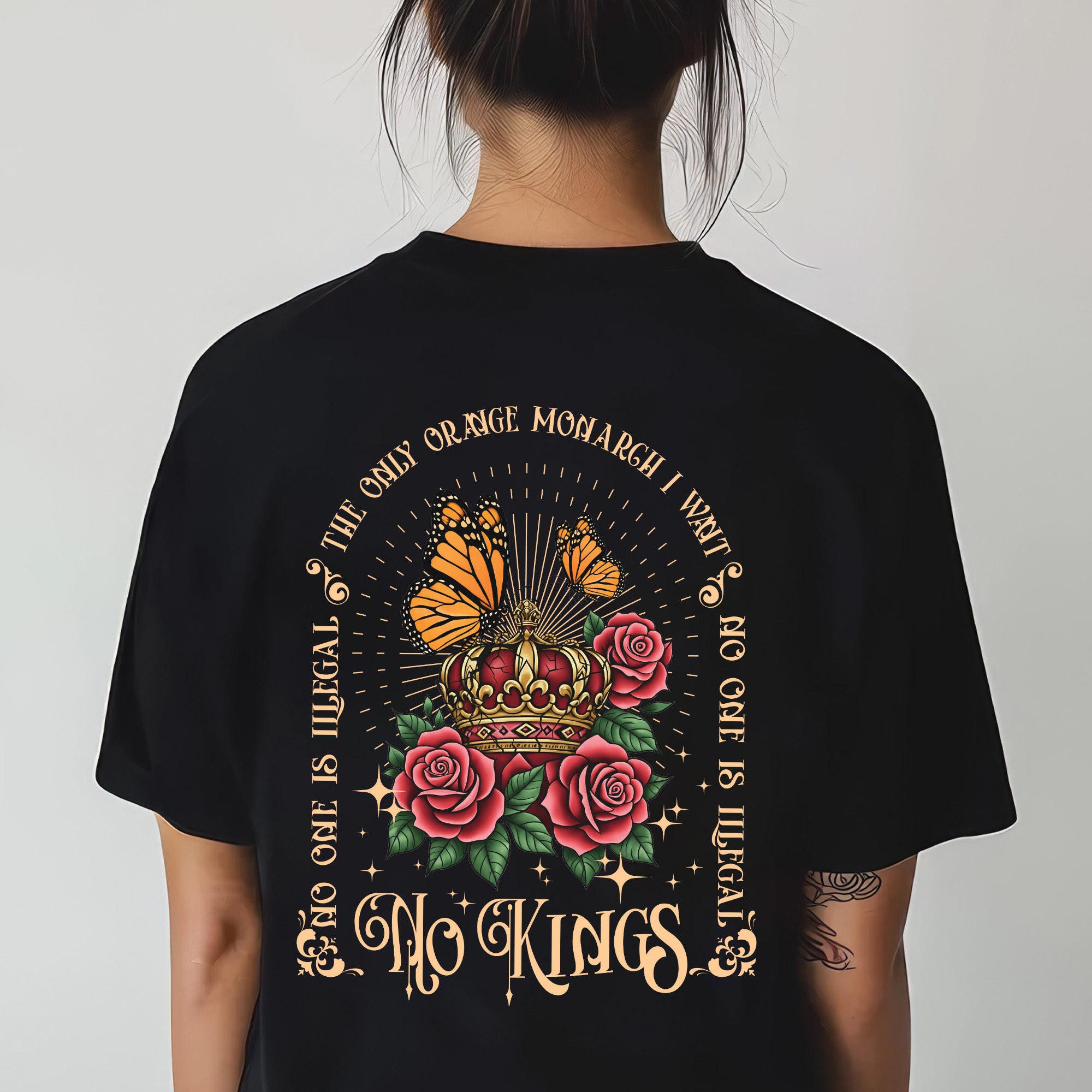 [Two Sides] No Kings - No One Is Illegal On Stolen Land Unisex T-Shirt/T-Shirt V-Neck/Hoodie/Sweatshirt - Two Sides