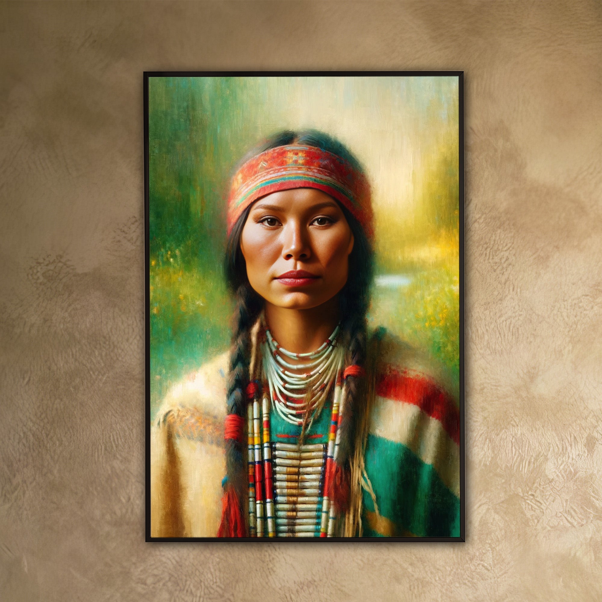 Custom Native American Women Portrait Photo Canvas Art Gift Home Decor