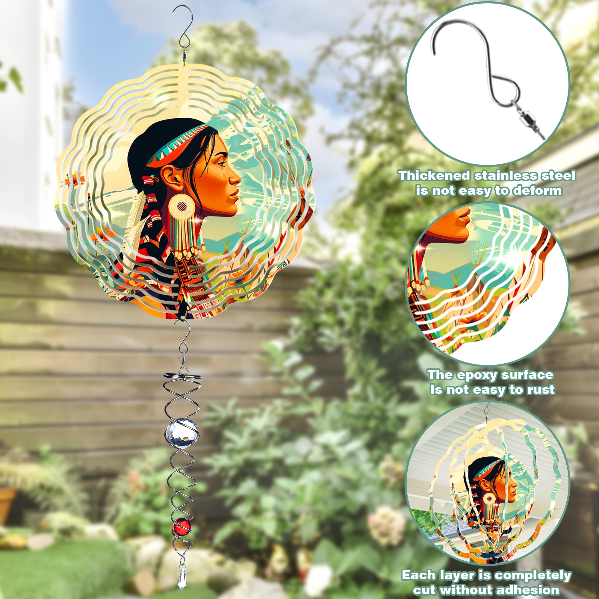 Indigenous Women Native American Style Wind Spinner