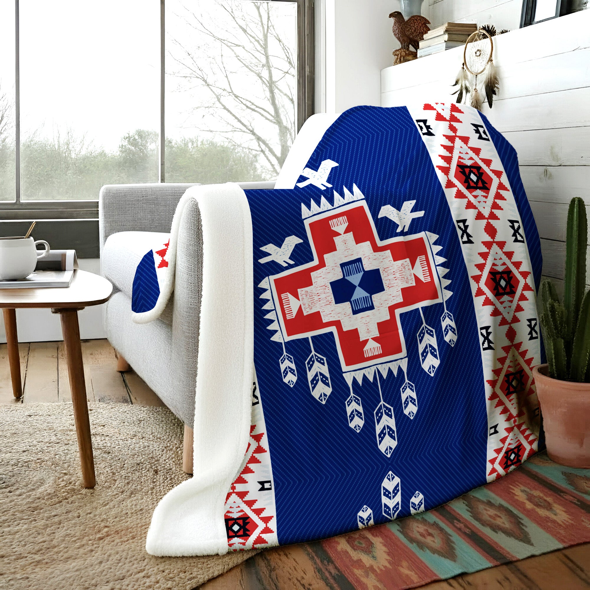 Native American Birds Feather Soft And Warm Premium Fleece Blanket