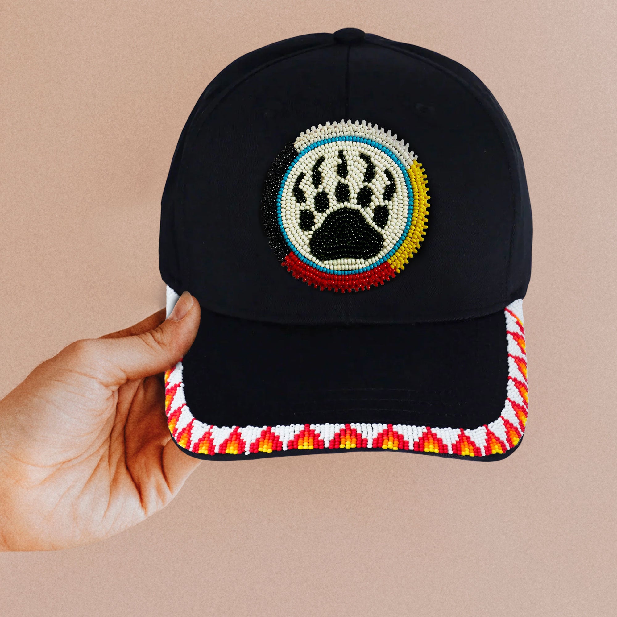 SALE 50% OFF - Bear Paw Baseball Cap With Patch Brim Unisex Native American Style