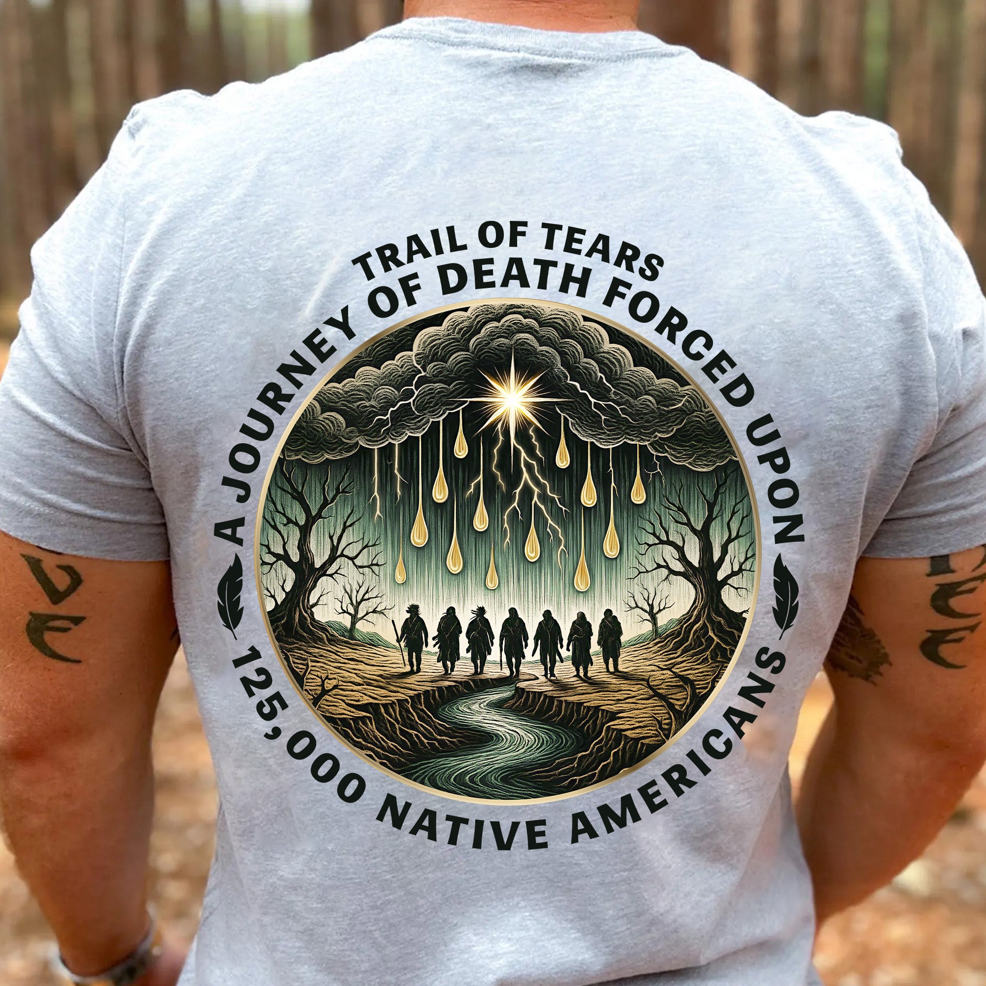 [Two Sides] Trail of Tears - A Journey of Death 125,000 Native American Heritage Unisex T-shirt/T-shirt V-Neck/Hoodie/Sweatshirt