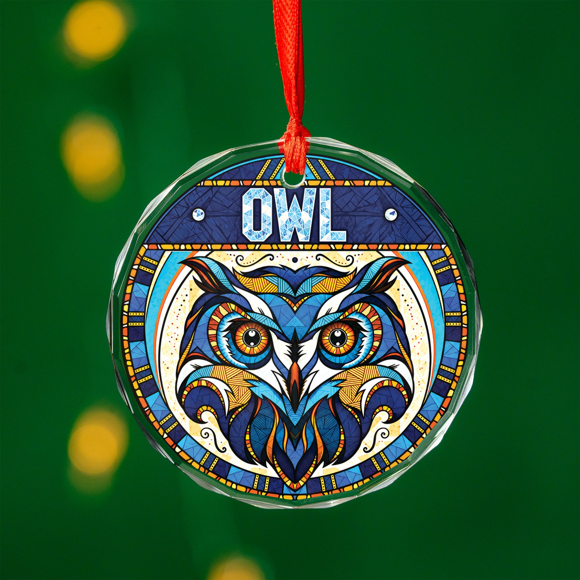 Owl Spirit Native Tribal Glass Ornament – Indigenous Art Decor