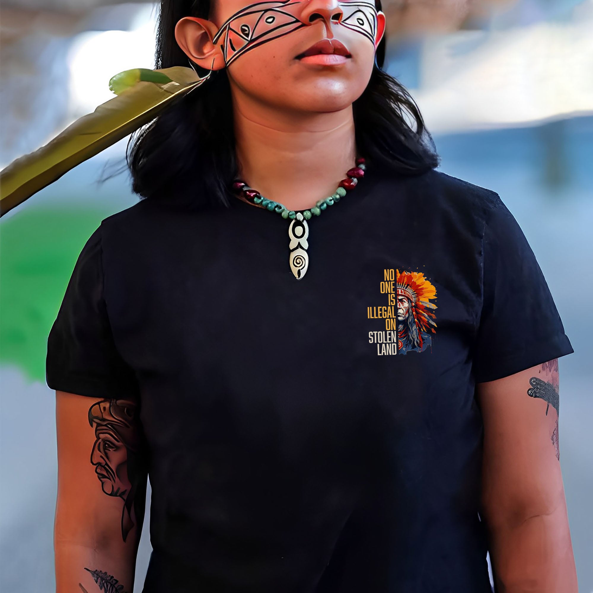 No One Is Illegal On Stolen Land Style 15 - Unisex T-shirt/T-shirt V-Neck/Hoodie/Sweatshirt - Two Sides