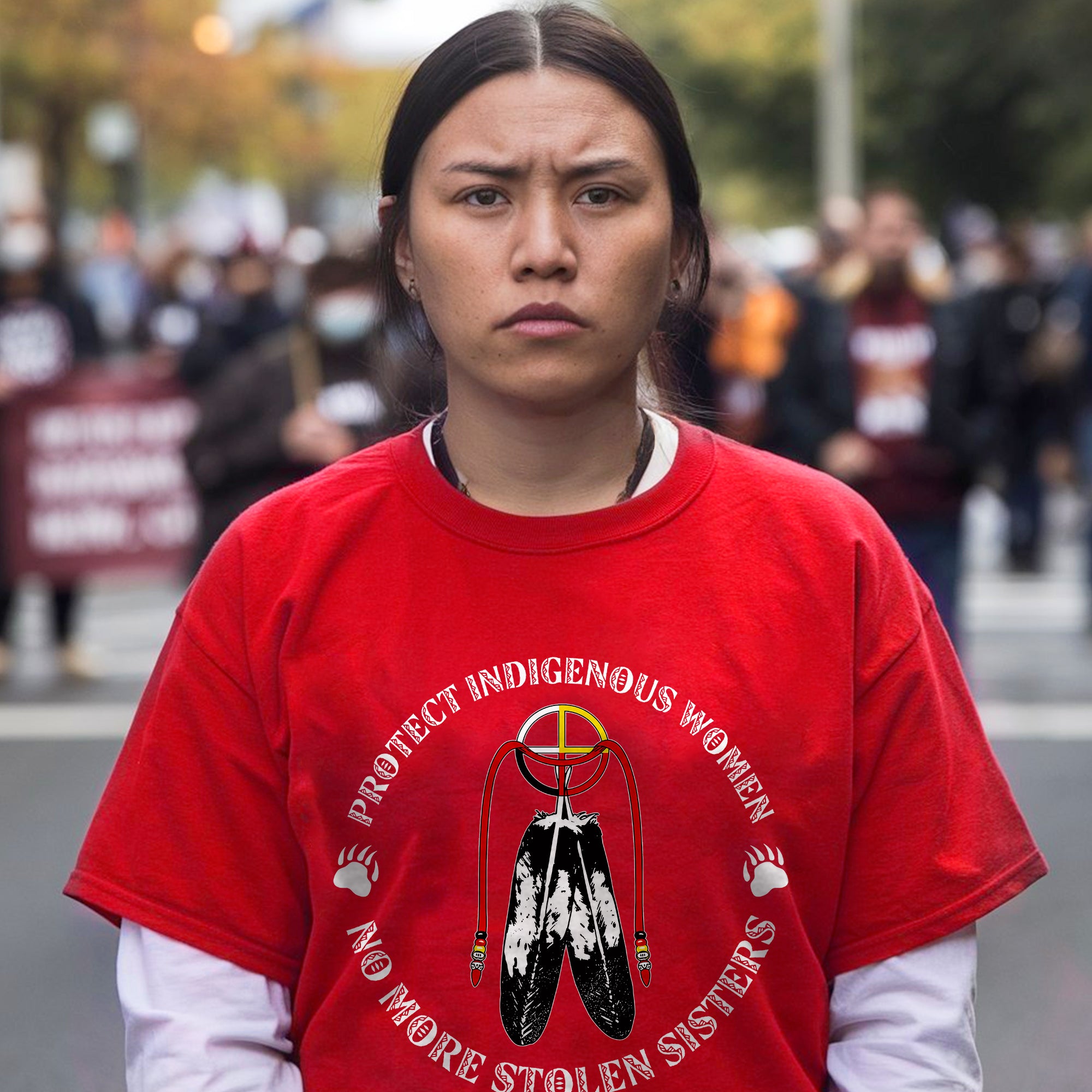Sacred Feather MMIW - Protect Indigenous Women Medicine Wheel Unisex T-shirt/T-shirt V-Neck/Hoodie/Sweatshirt