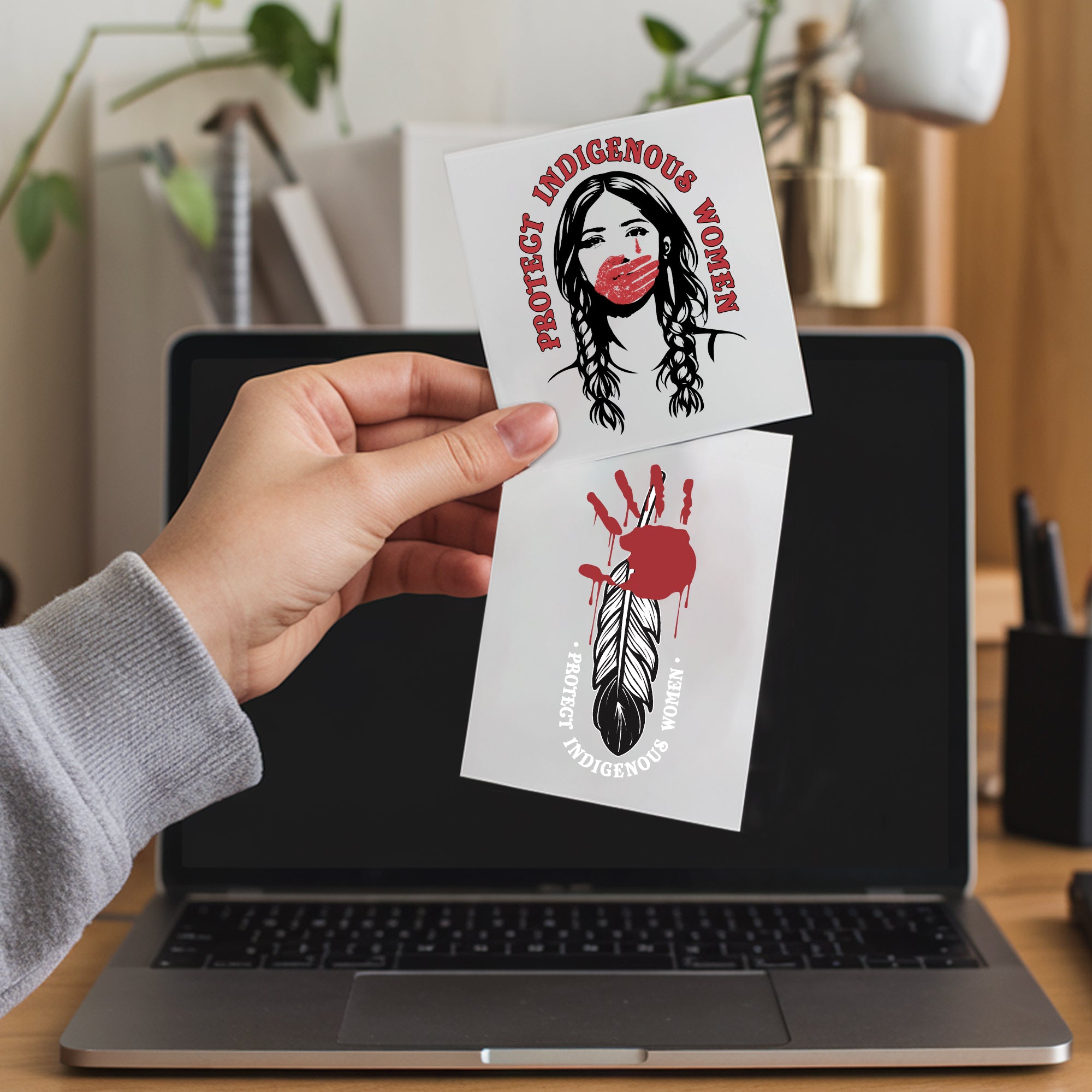 Protect Indigenous Women, Red Hand Over Mouth Native Awareness Car Decal