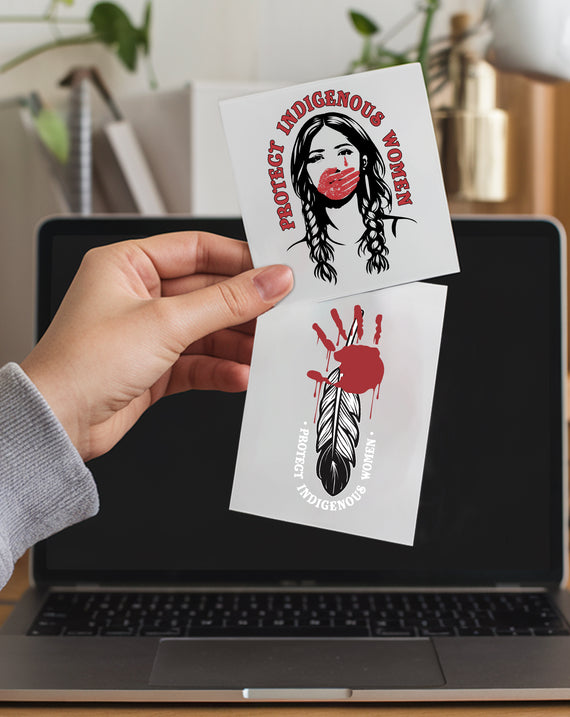 Protect Indigenous Women, Red Hand Over Mouth Native Awareness Car Decal