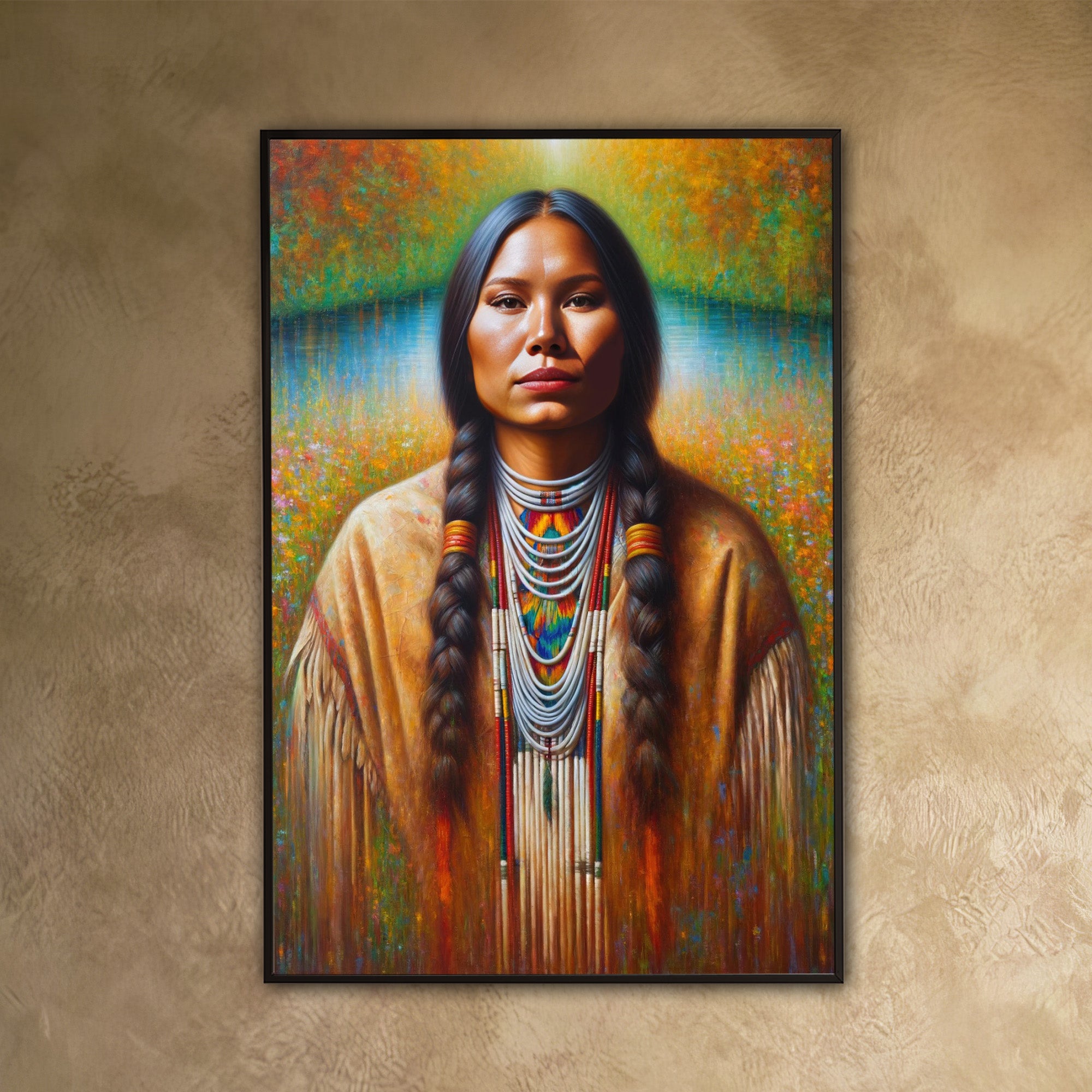 Custom Native American Women Portrait Photo Canvas Art Gift Home Decor