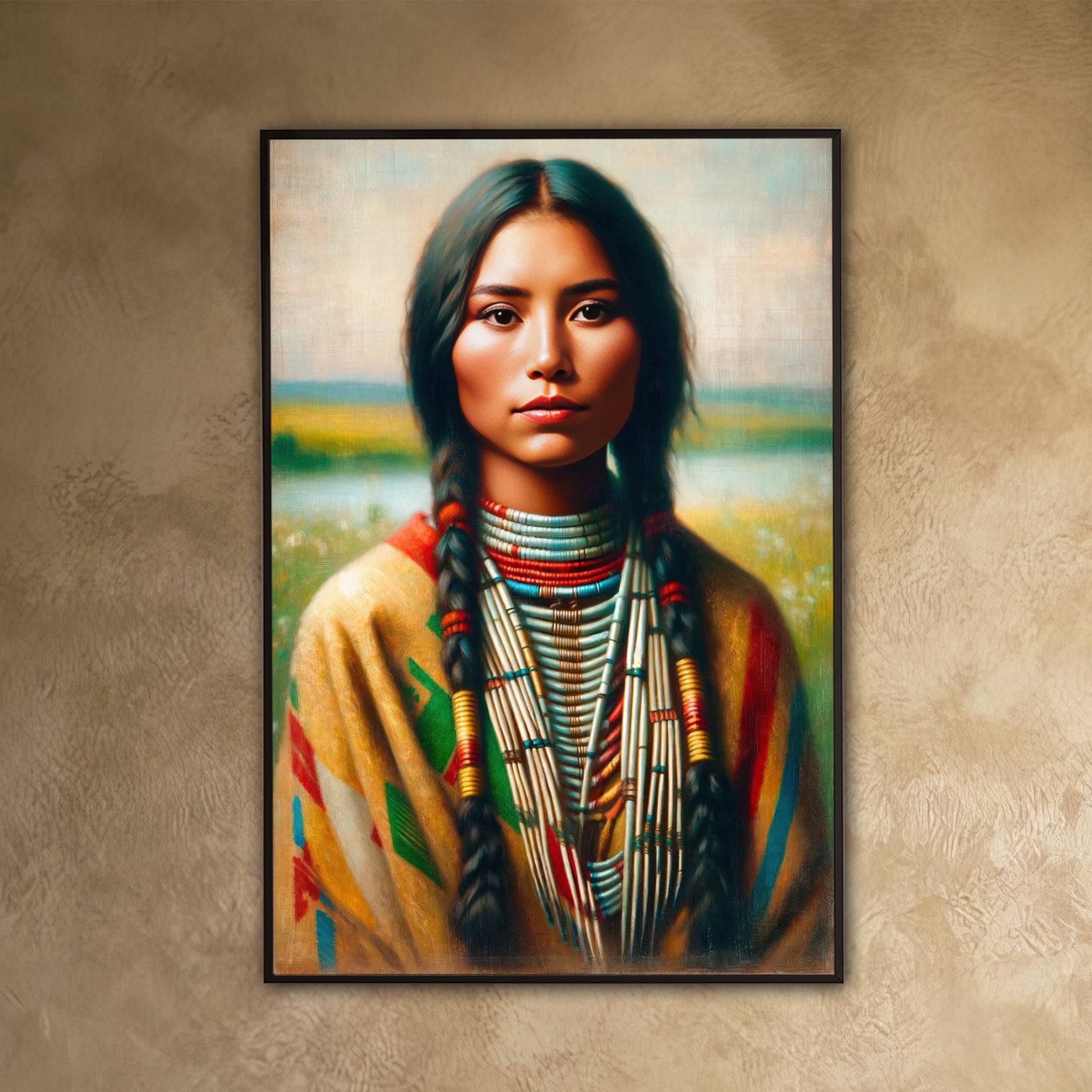 Custom Native American Women Portrait Photo Canvas Art Gift Home Decor