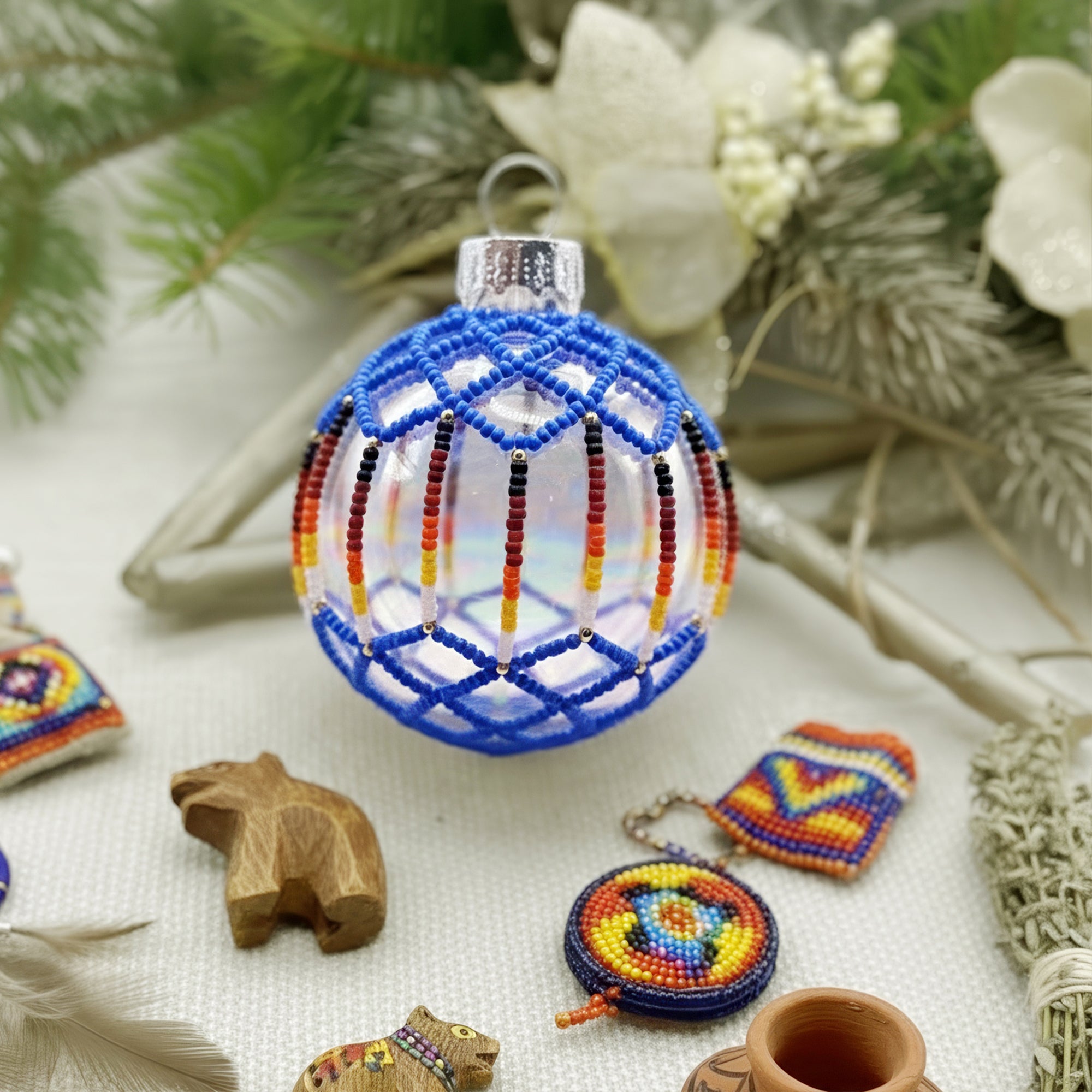 Cerulean Beaded Ornament Handcrafted Holiday Decor Gift