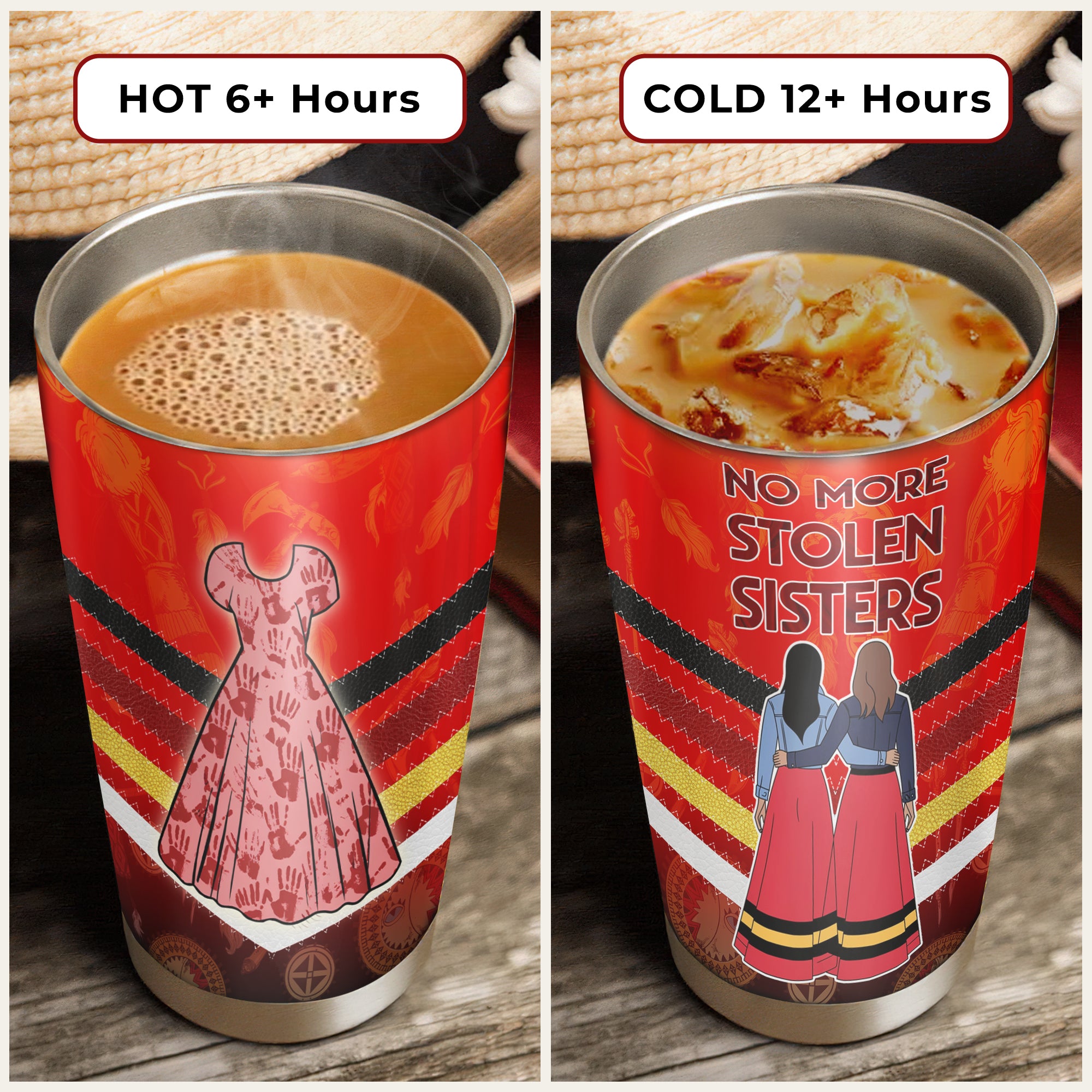 No More Stolen Sister Red Dresses Native American Tumbler Stainless Steel Drinking Cup