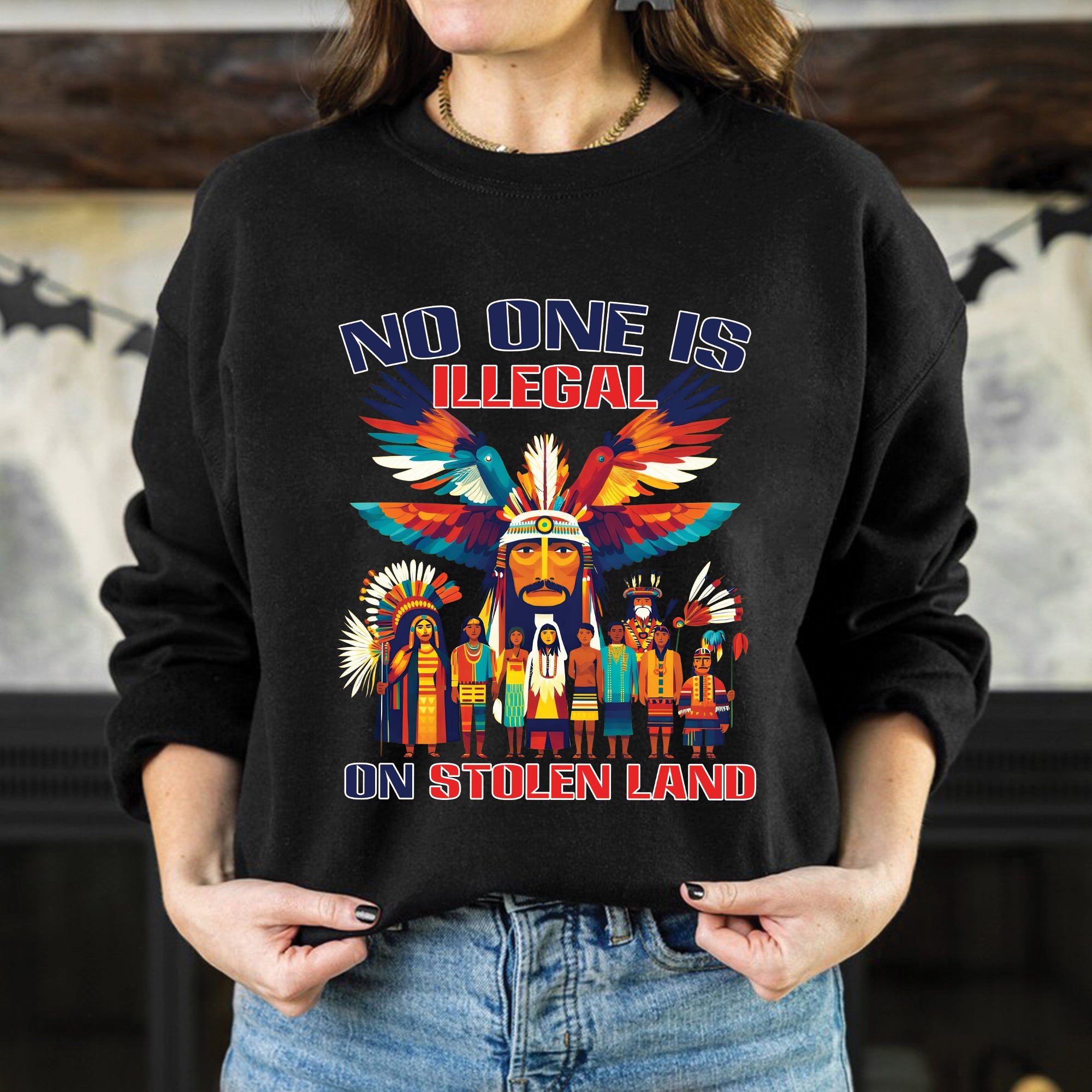 No One Is Illegal on Stolen Land Unisex T-shirt/V-neck T-shirt/Hoodie/Sweatshirt N326