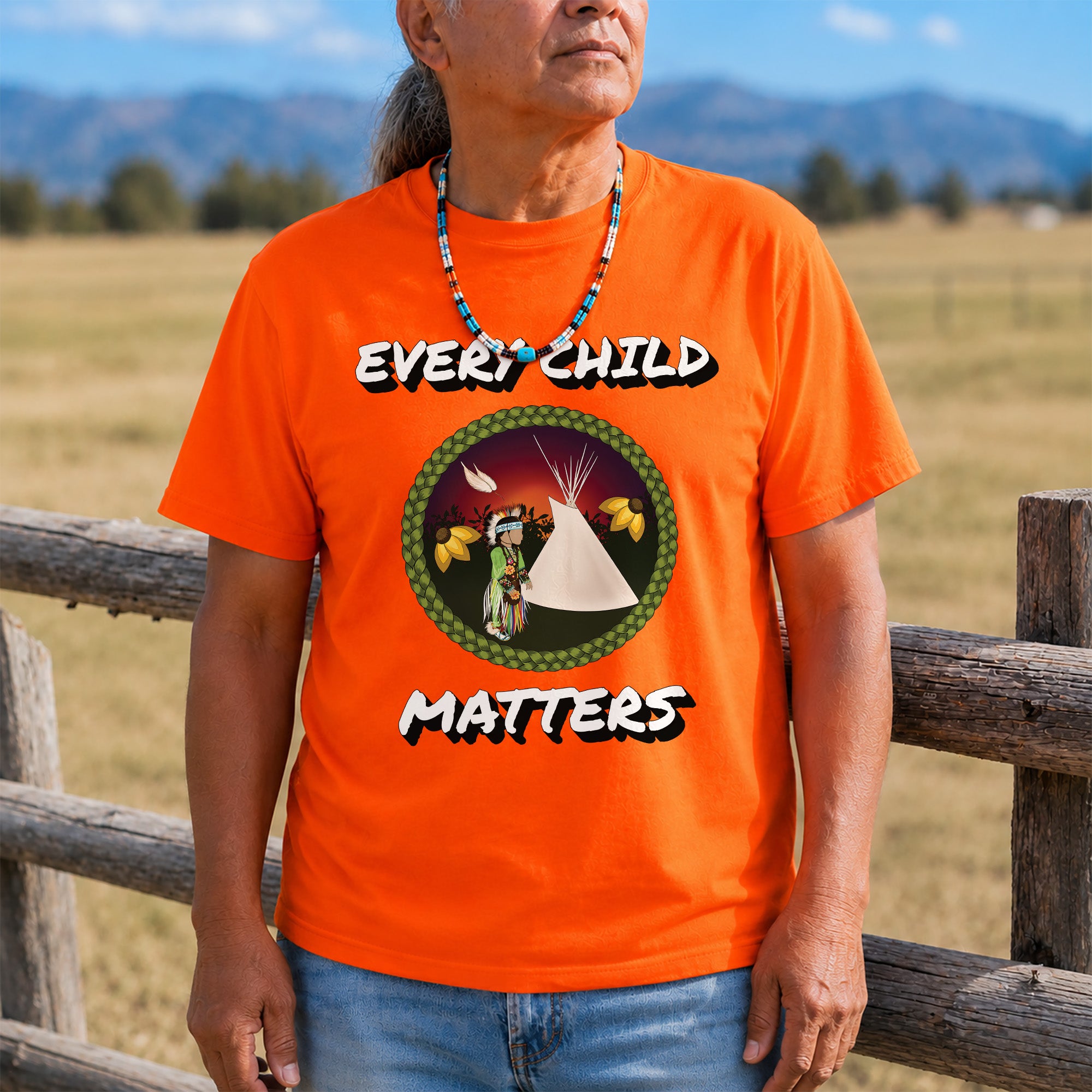 Every Child Matters Indigenous Child & Tipi Orange Shirt Day Unisex T-shirt/Hoodie/Sweatshirt