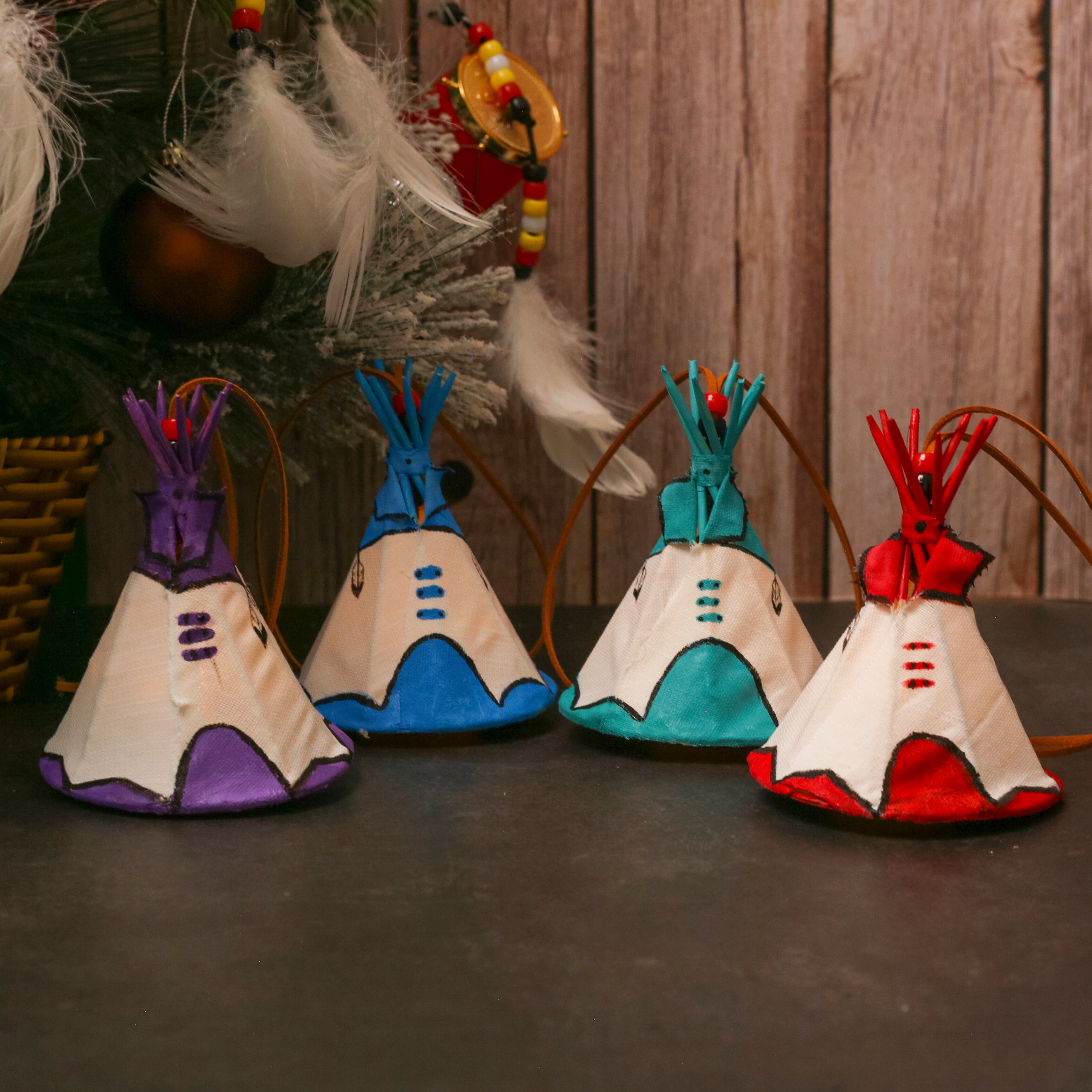 Hand Painted Tepee Ornament Native American Themed Decorative