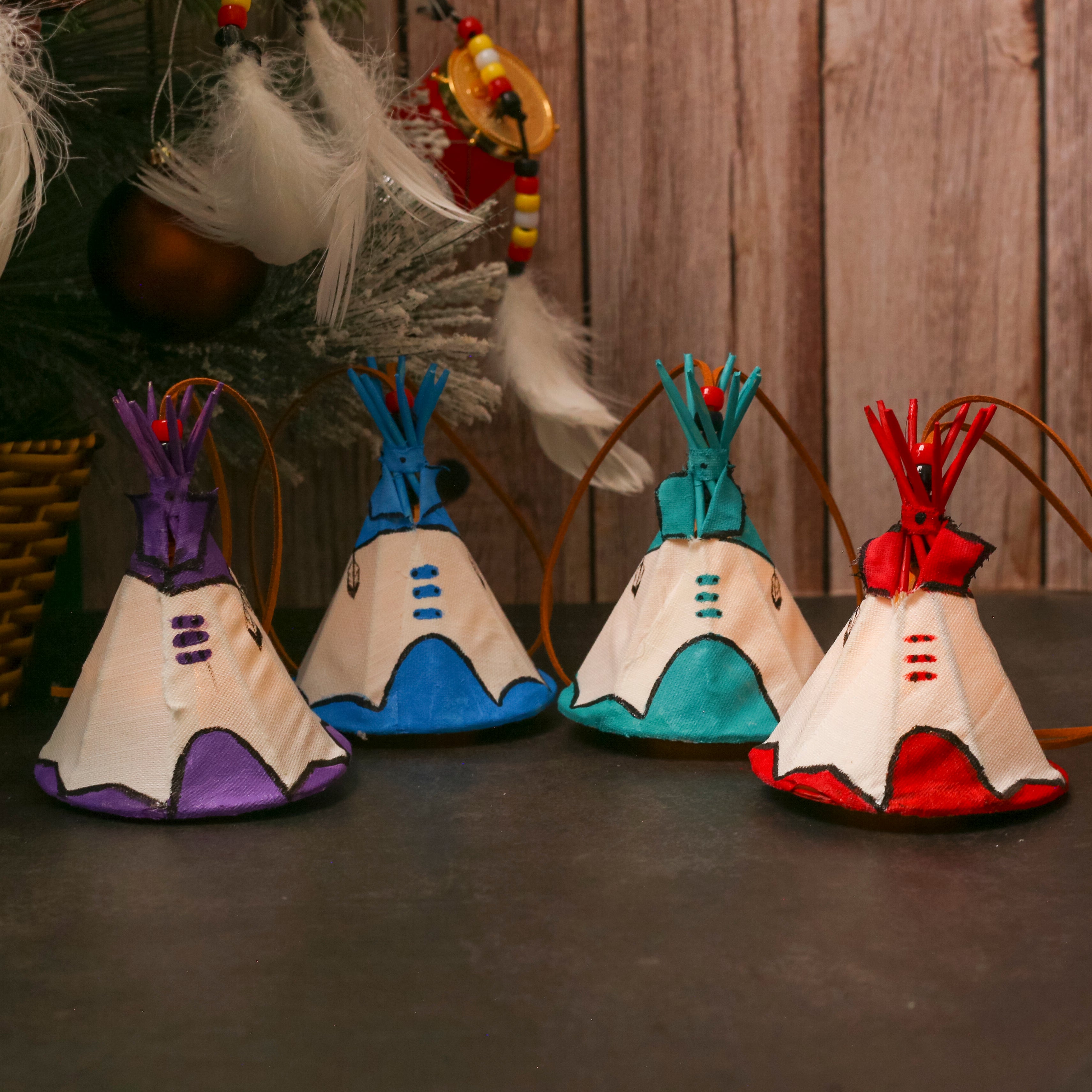 Hand Painted Tepee Ornament Native American Themed Decorative