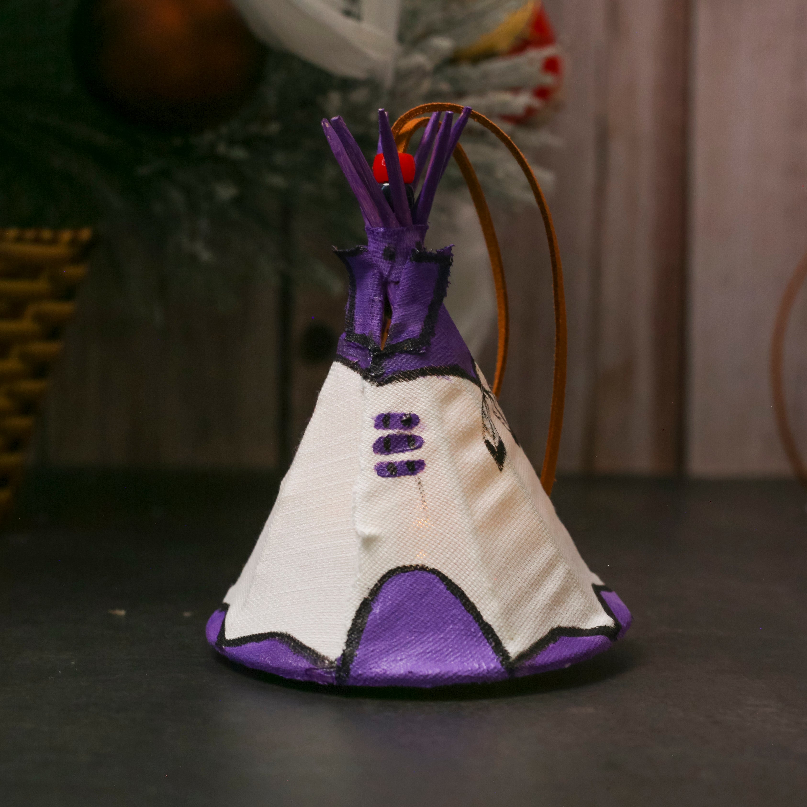 Hand Painted Tepee Ornament Native American Themed Decorative