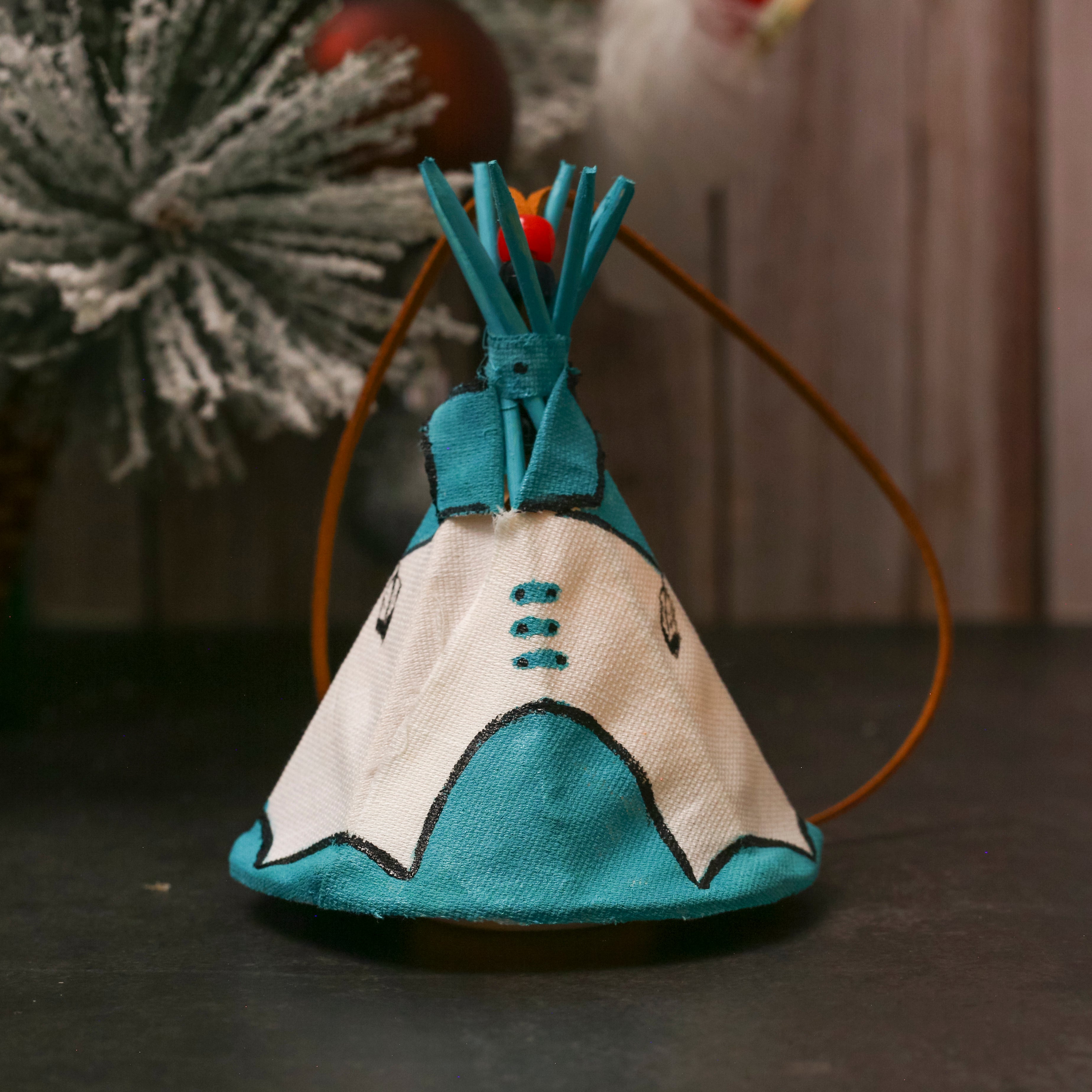 Hand Painted Tepee Ornament Native American Themed Decorative
