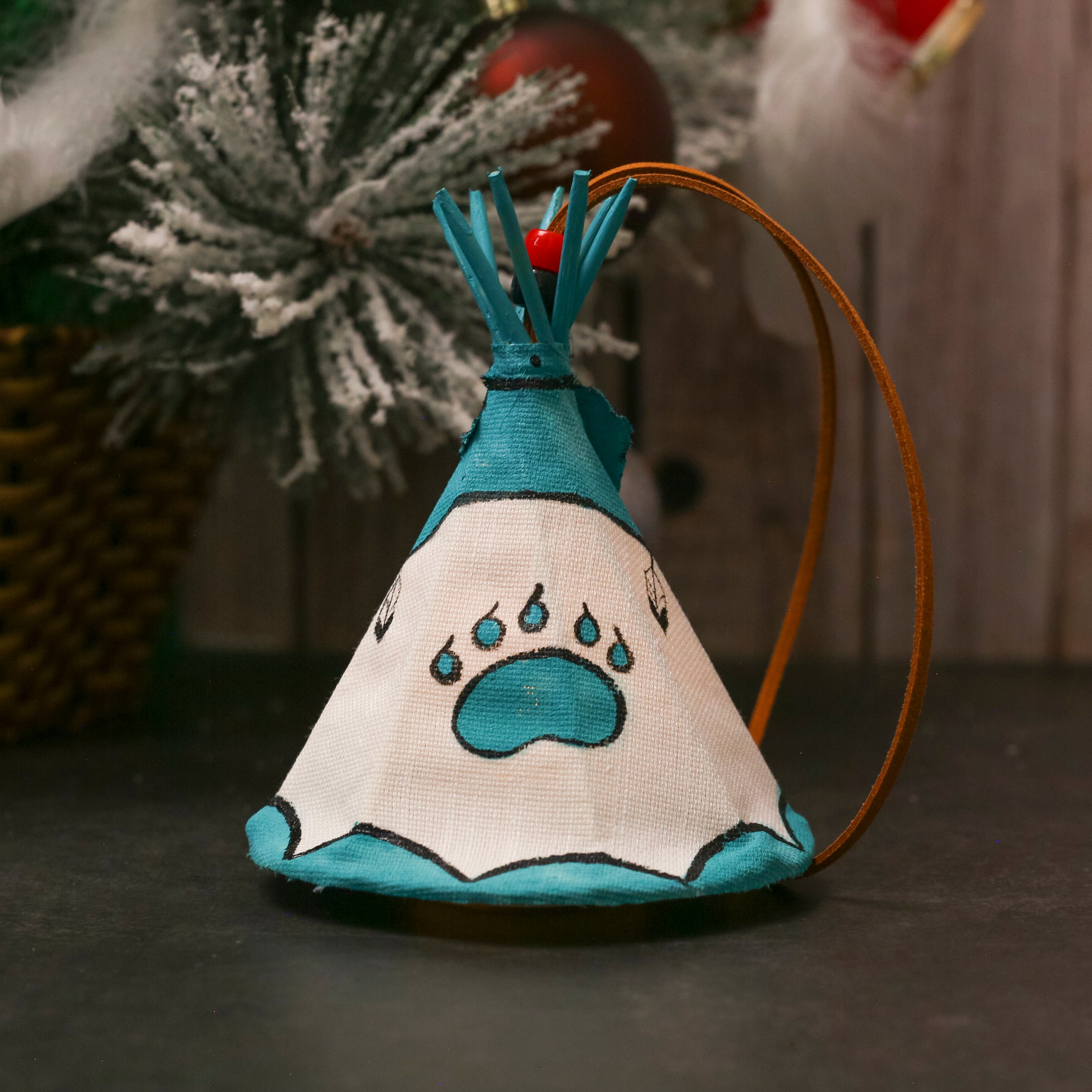 Hand Painted Tepee Ornament Native American Themed Decorative