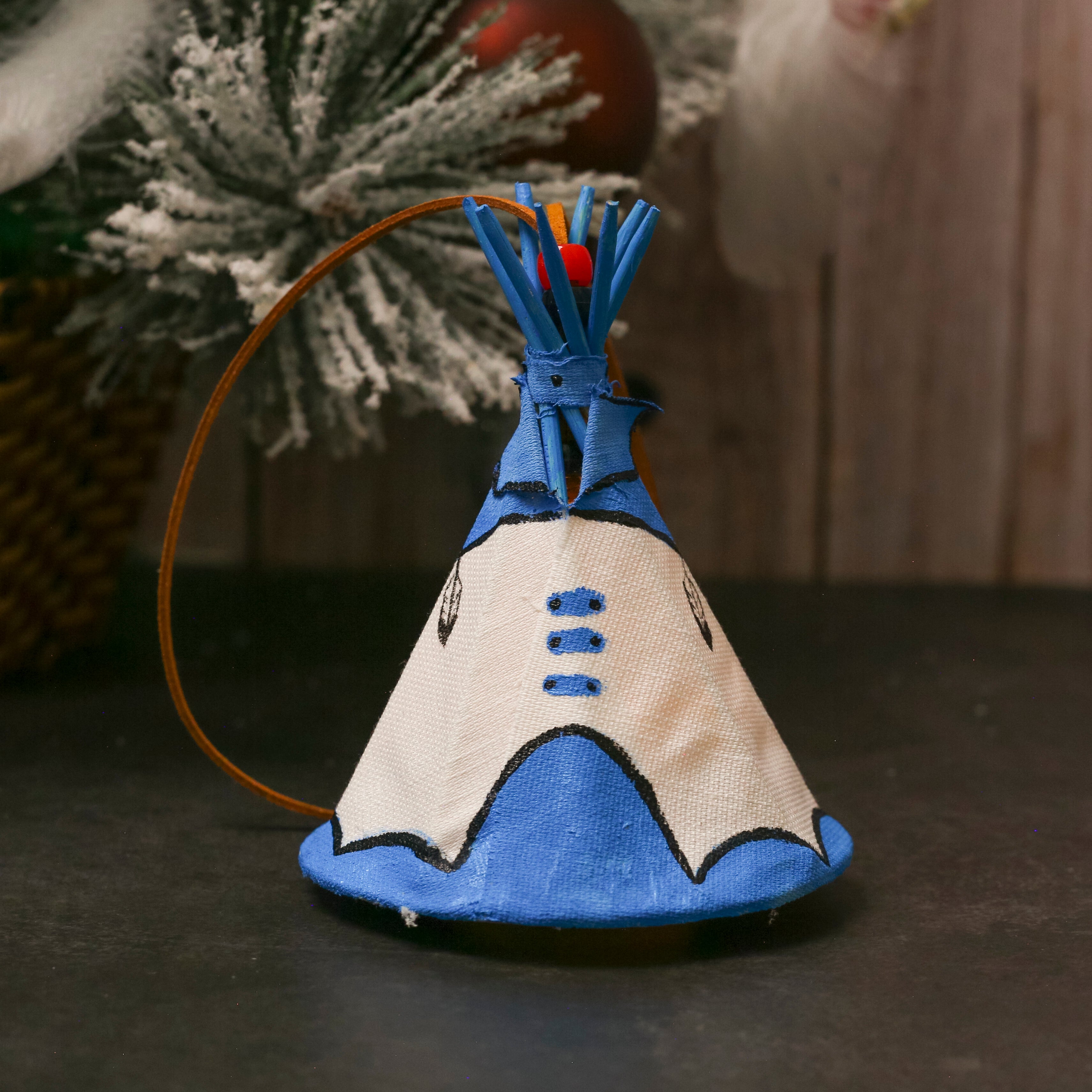 Hand Painted Tepee Ornament Native American Themed Decorative