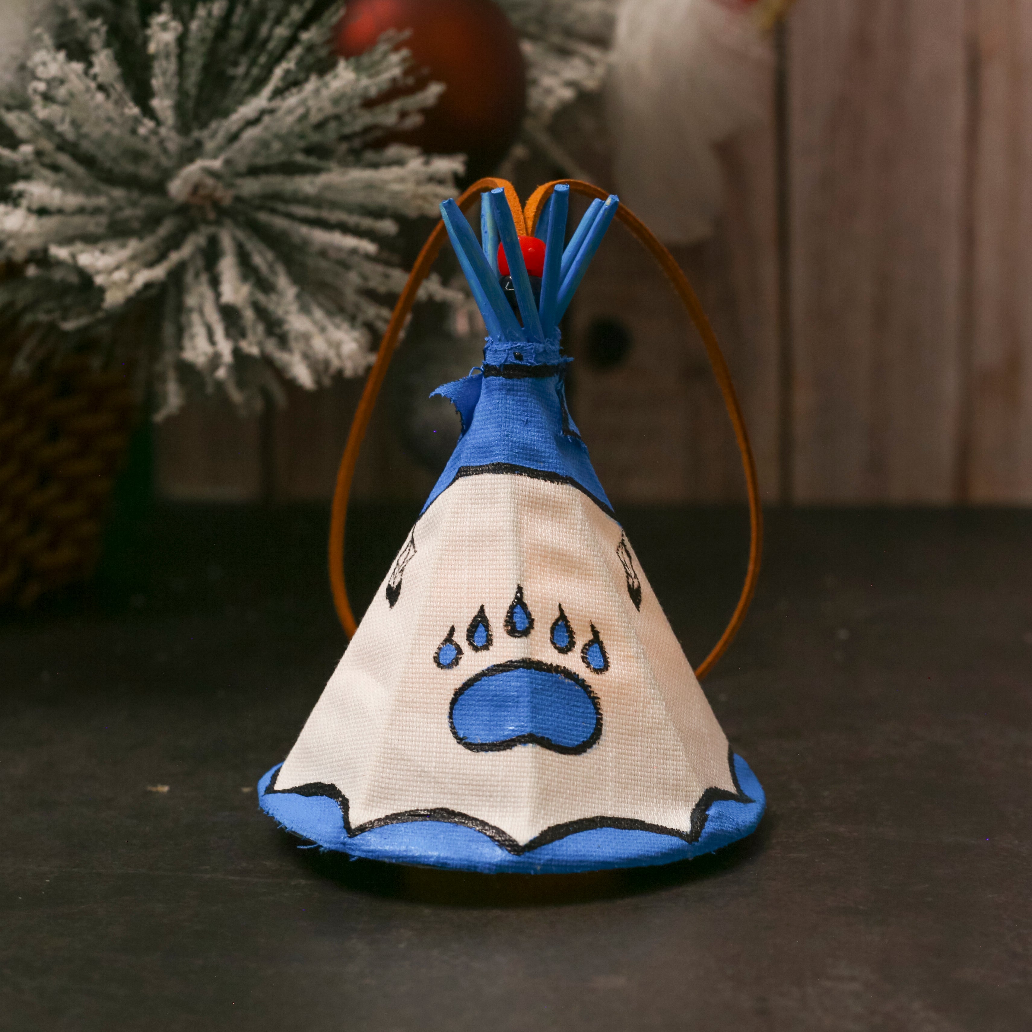 Hand Painted Tepee Ornament Native American Themed Decorative