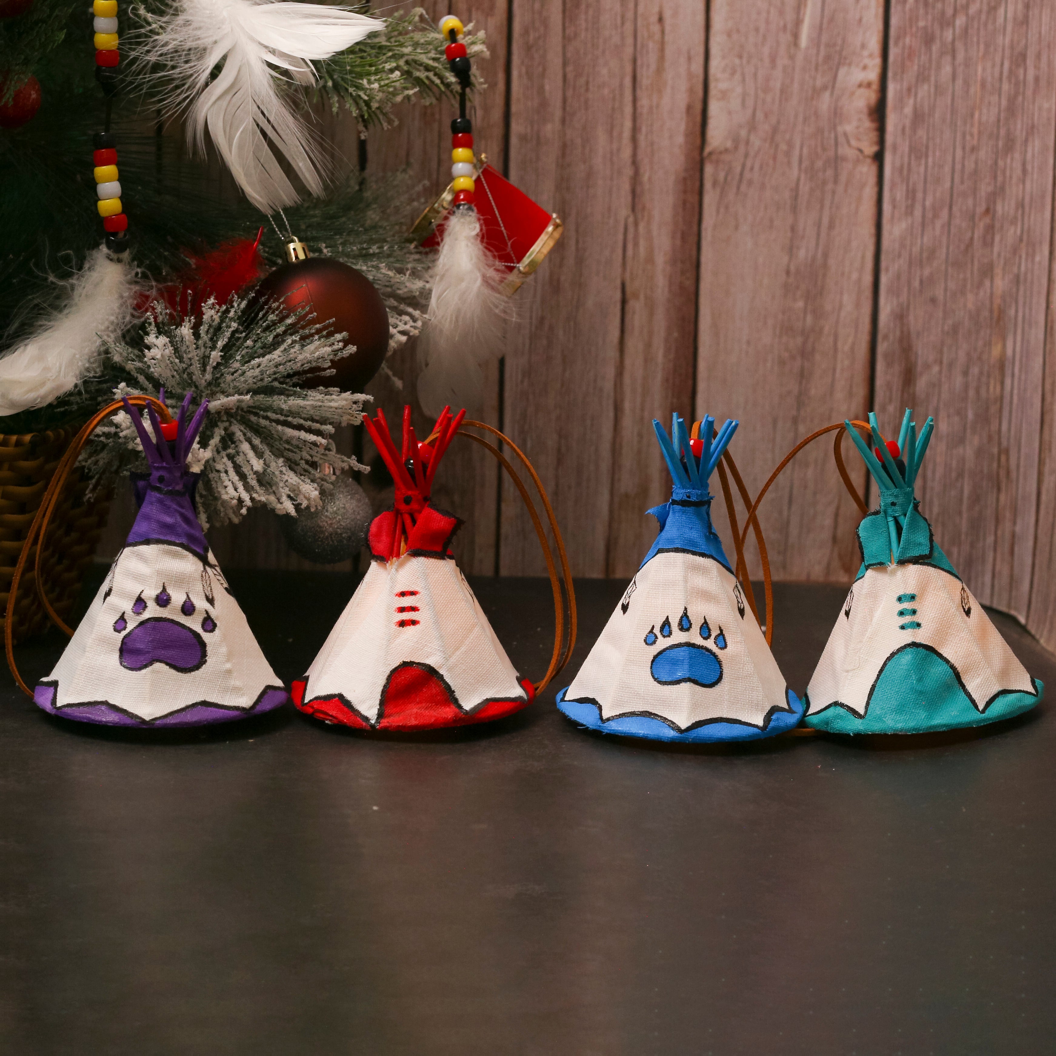 Hand Painted Tepee Ornament Native American Themed Decorative