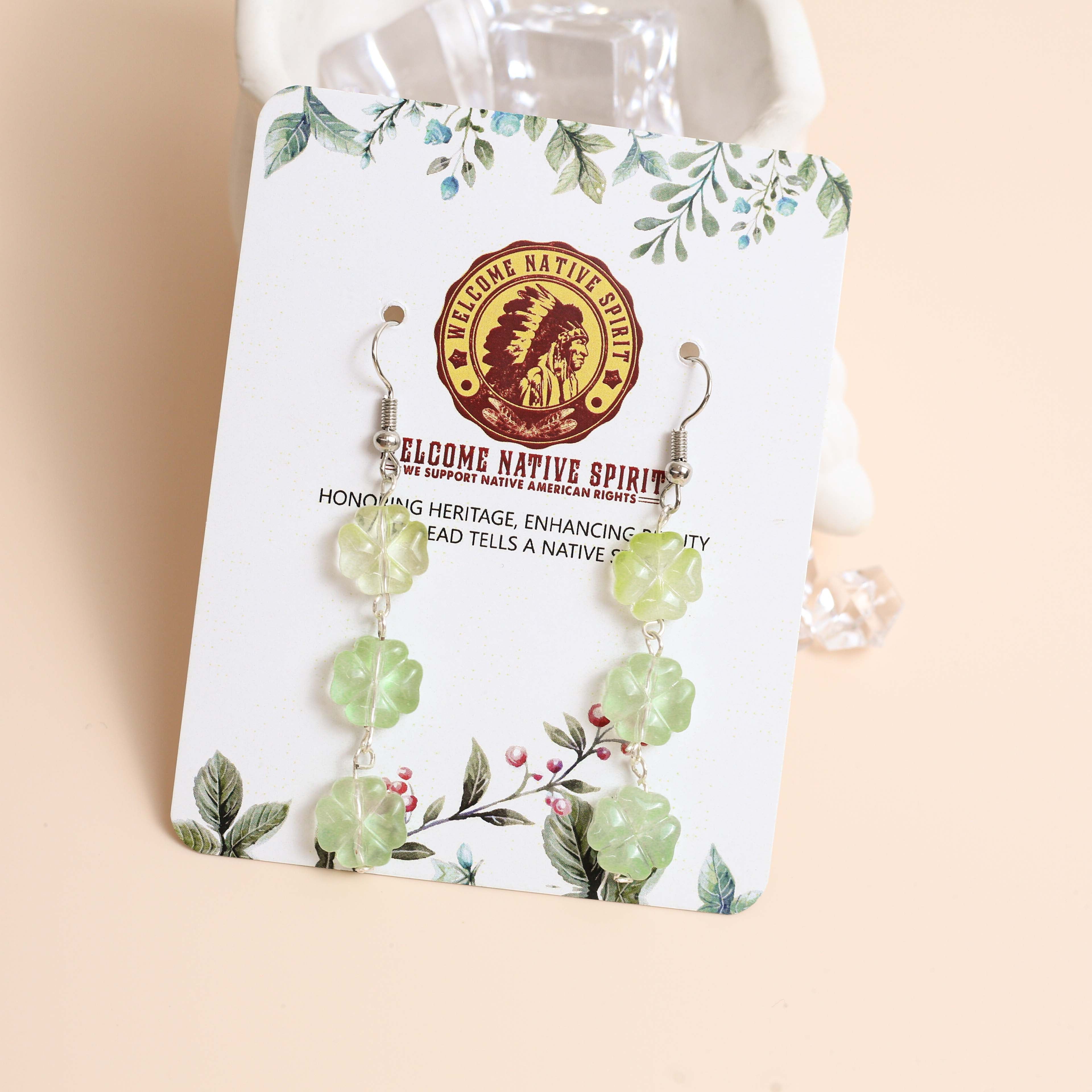 Delicate Green Floral Drop Earrings