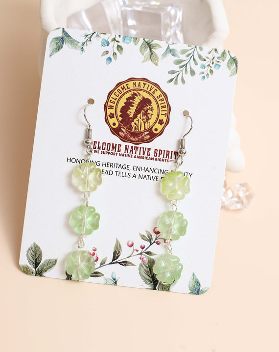 Delicate Green Floral Drop Earrings