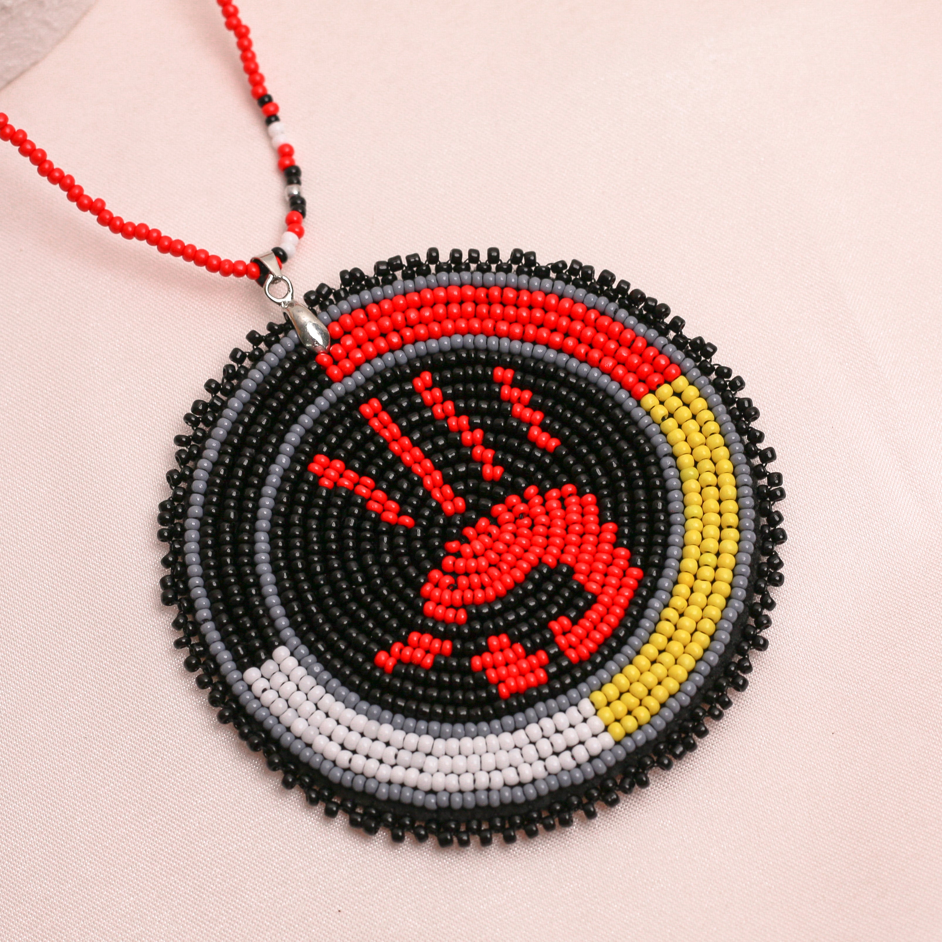 SALE 50% OFF - MMIW Handprint Handmade Beaded Patch Necklace Pendant