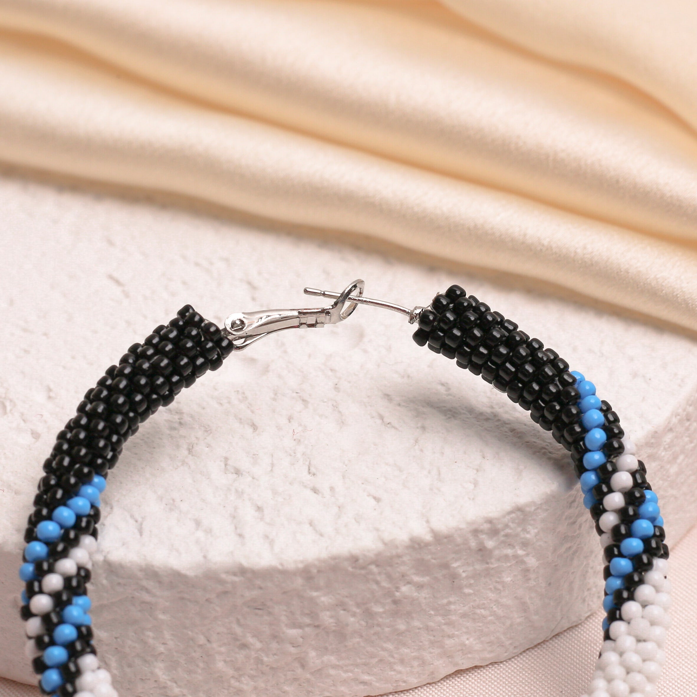 SALE 50% OFF - Handmade Black Dusk Pattern Beaded Earrings for Women