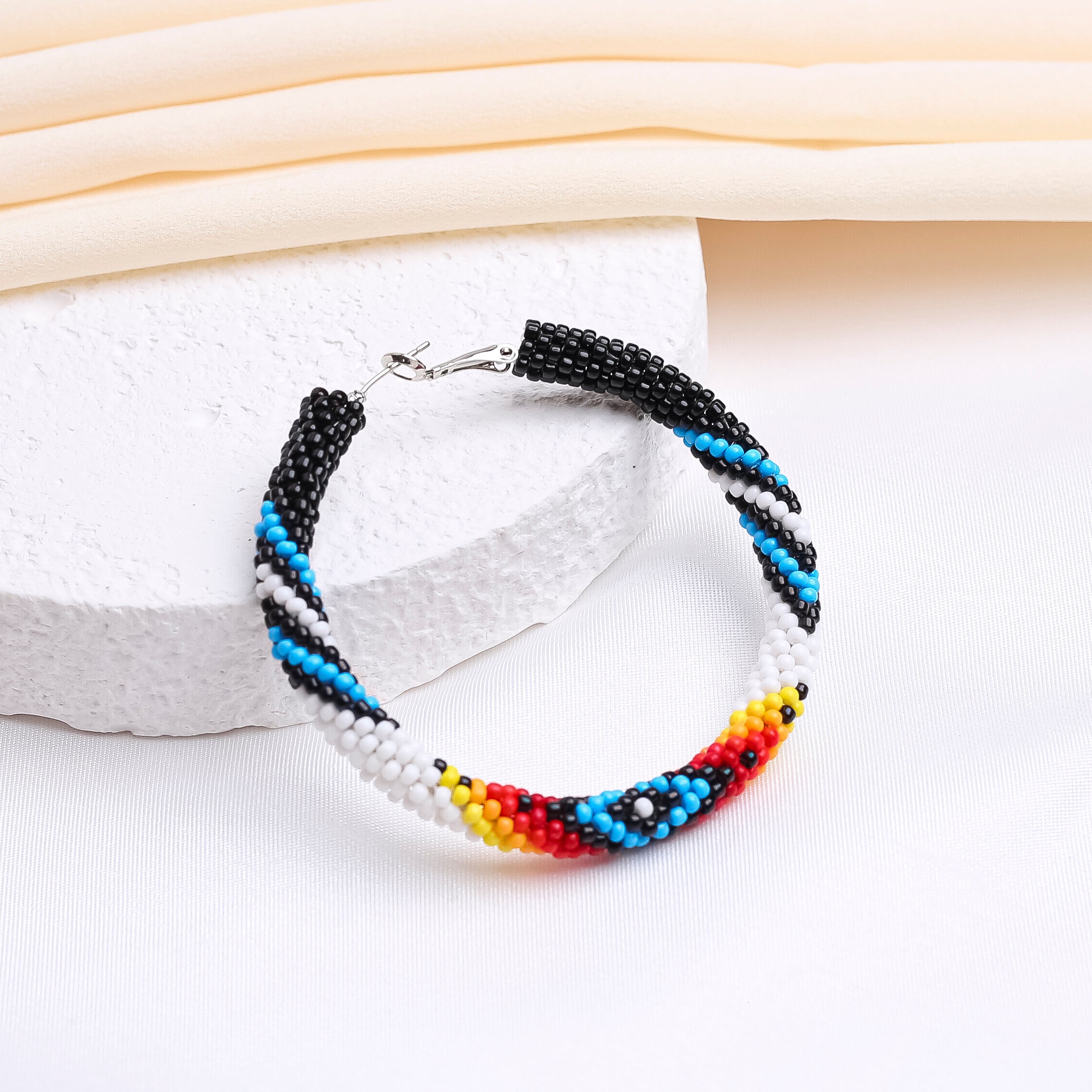 SALE 50% OFF - Handmade Black Dusk Pattern Beaded Earrings for Women